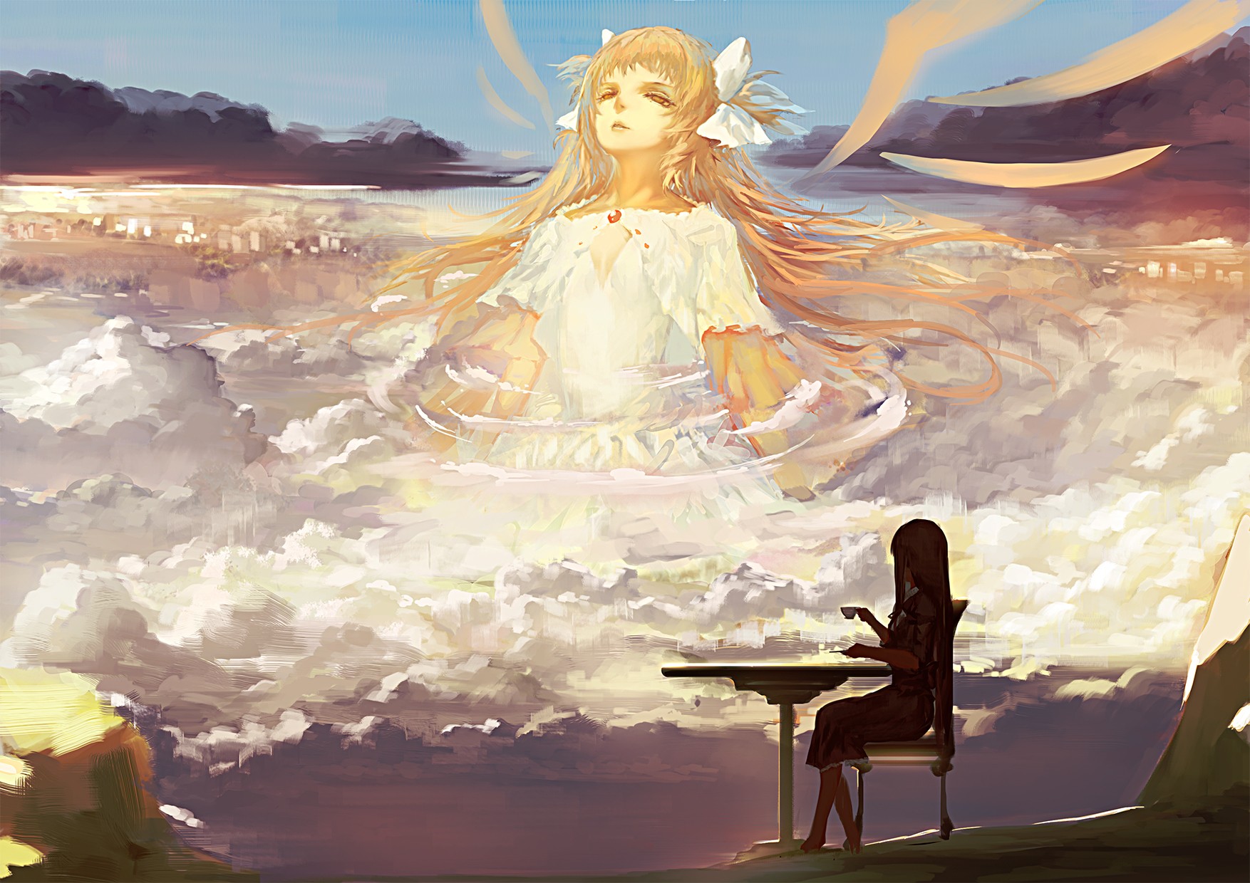 Madoka Magica: Girl and Goddess in the Clouds HD Wallpaper