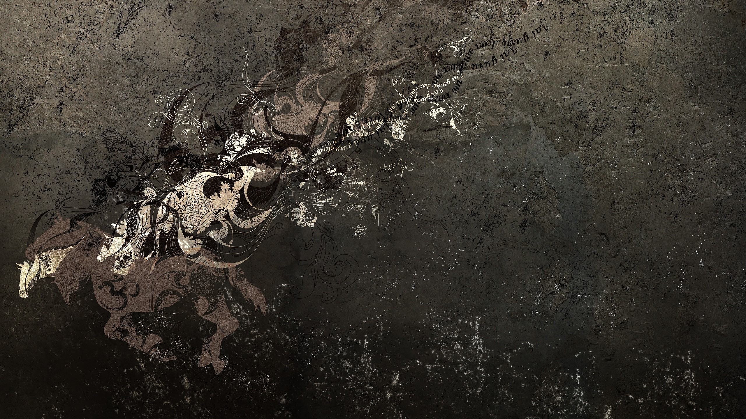 Abstract ornamented horse artwork with floral patterns HD Wallpaper