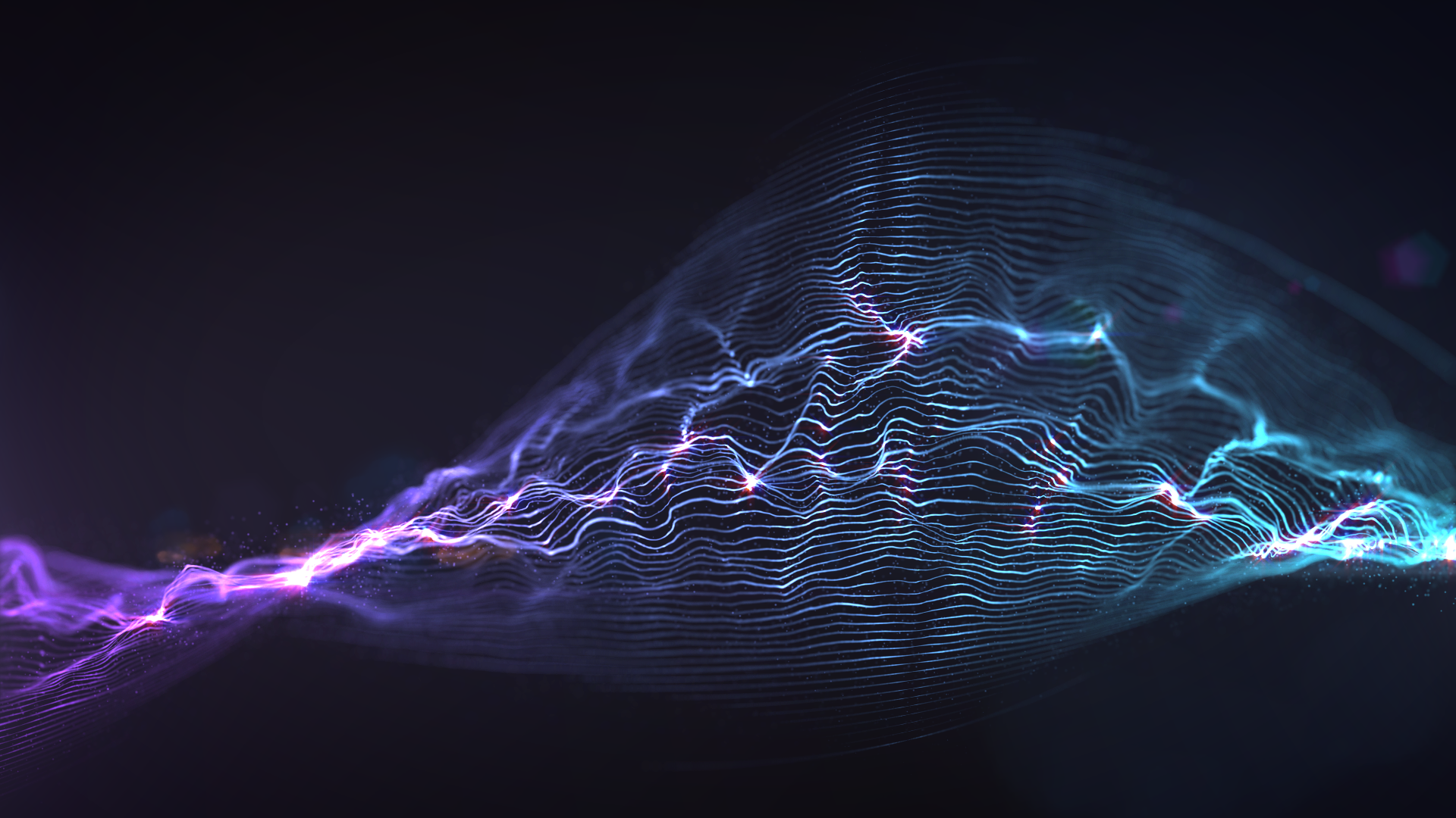 Abstract digital art wireframe with purple and blue light HD Wallpaper