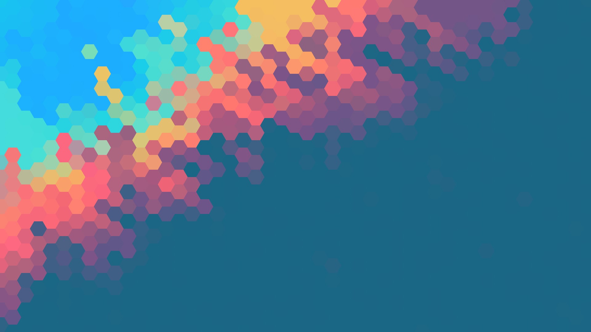 Colorful Hexagons on a Blue Background HD Wallpaper