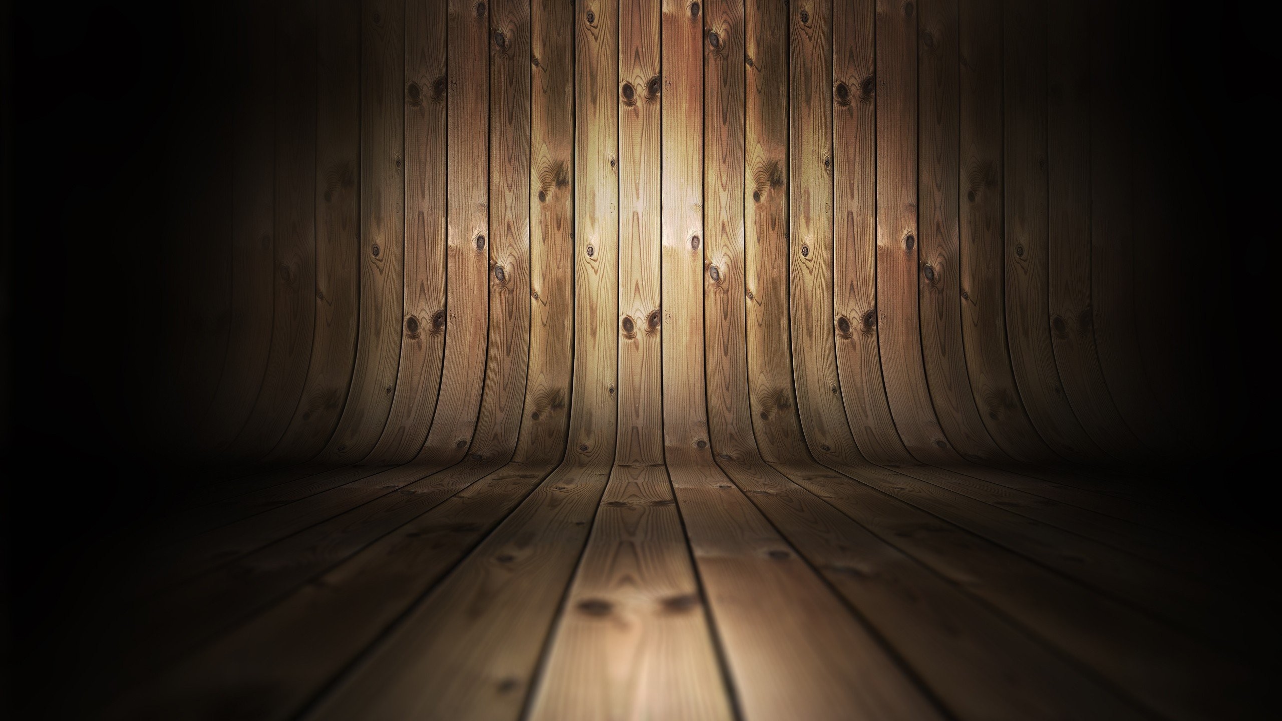 Curved wooden planks texture with spotlight HD Wallpaper