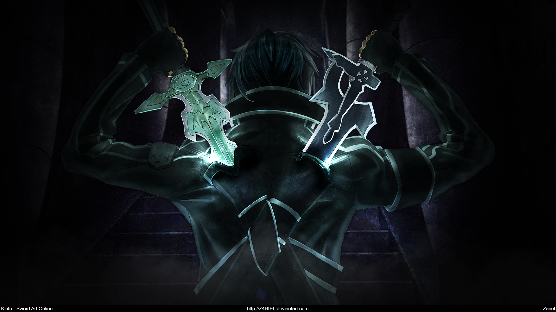 Kirigaya Kazuto with two swords in Sword Art Online HD Wallpaper