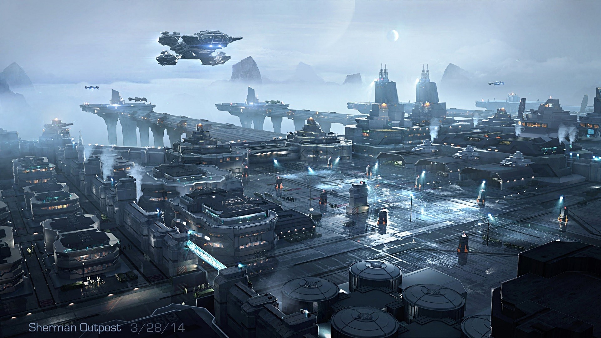 Star Citizen Sherman Outpost futuristic city HD Wallpaper