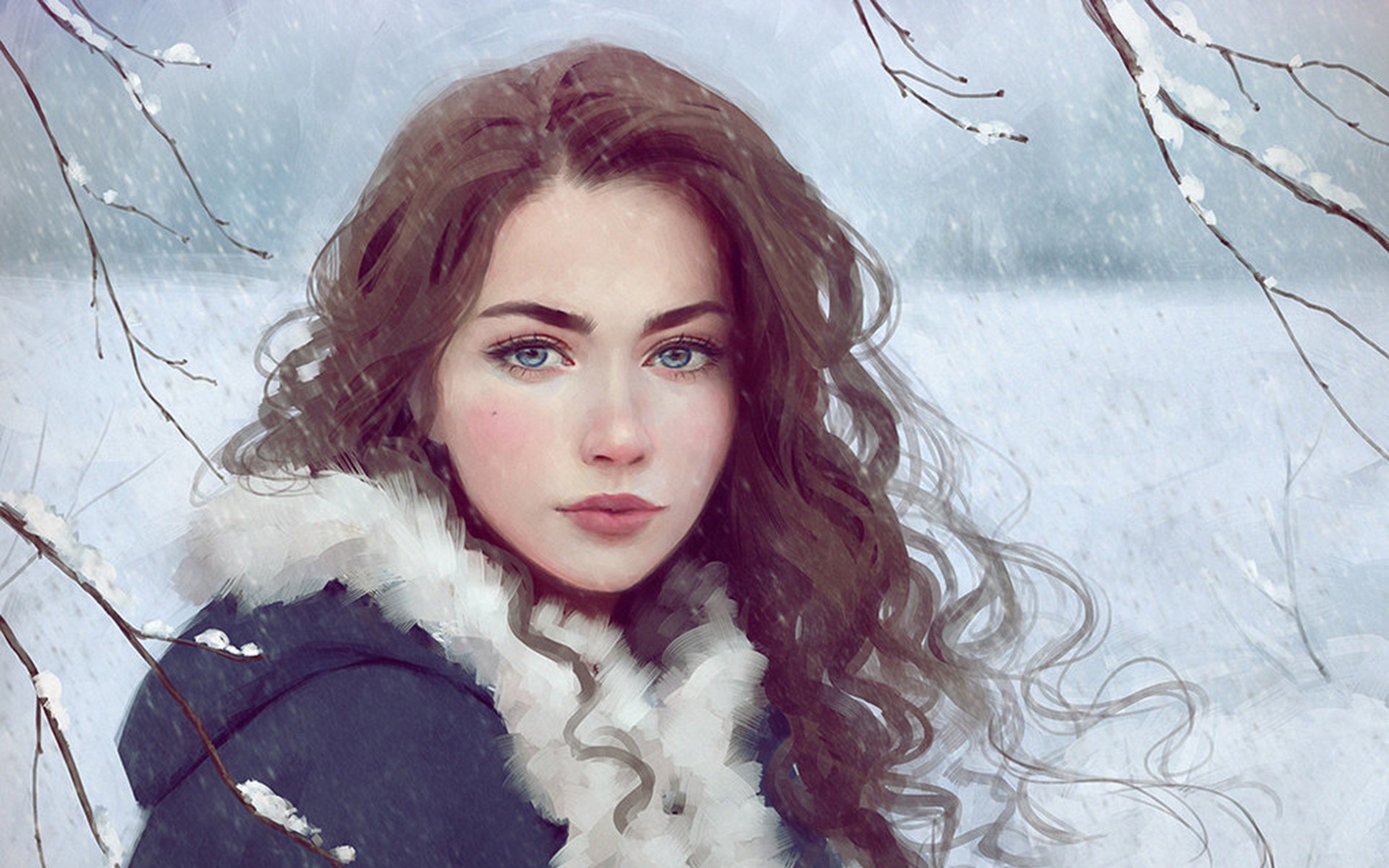 Winter on the Way, vector, @Selenada, painting, Vexel HD Wallpaper