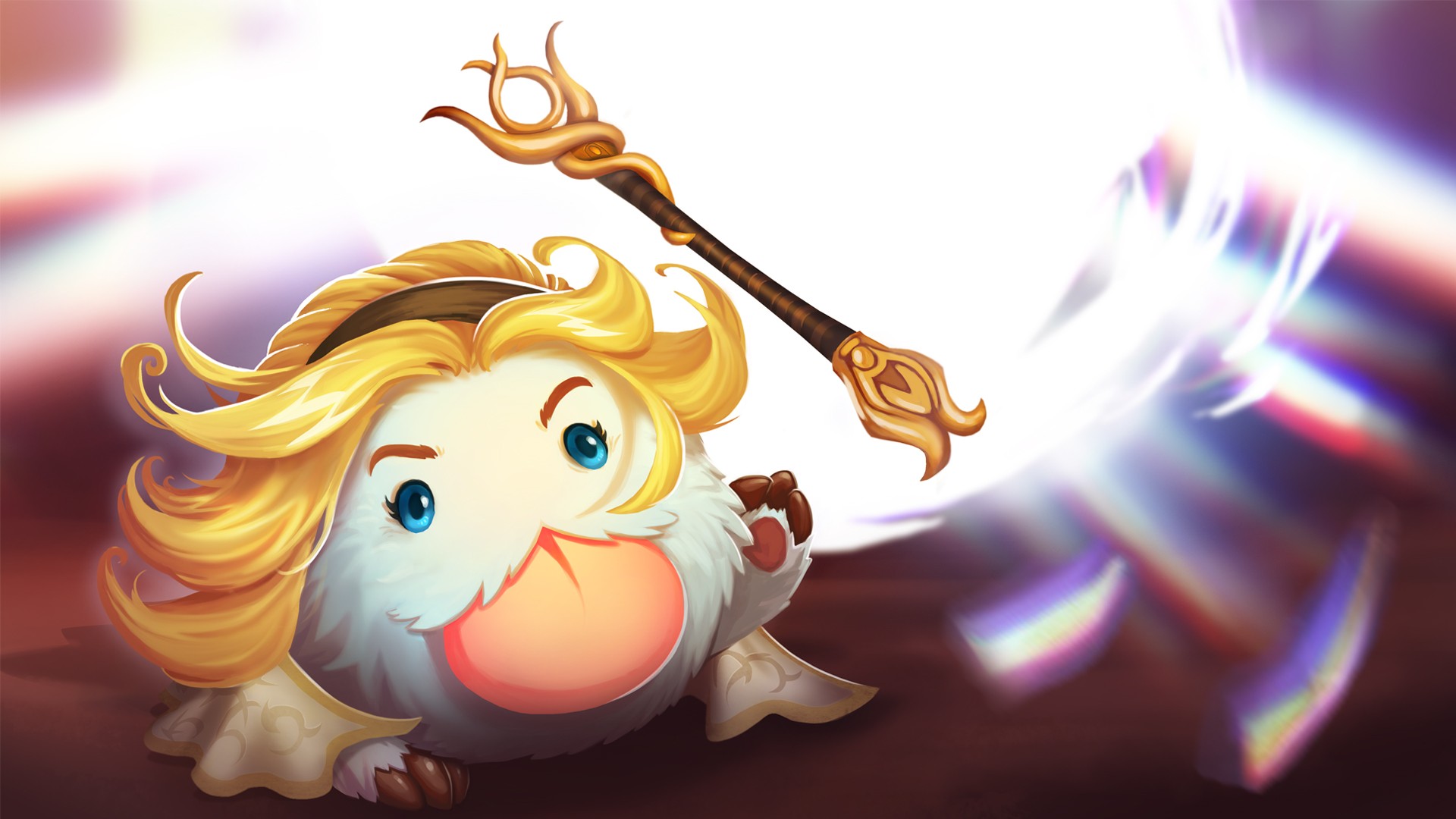 Lux Poro with a golden staff in League of Legends HD Wallpaper
