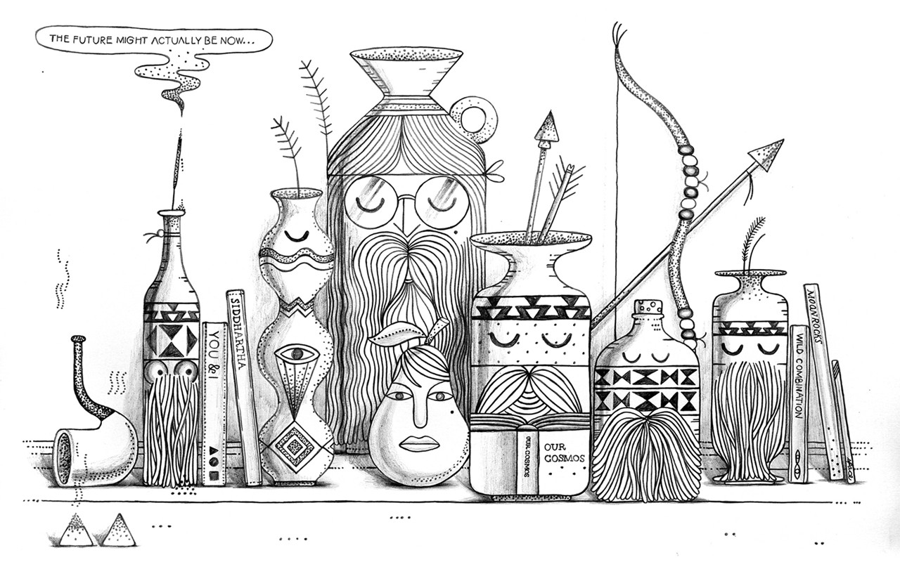 Still life with vases, books, and a pipe HD Wallpaper