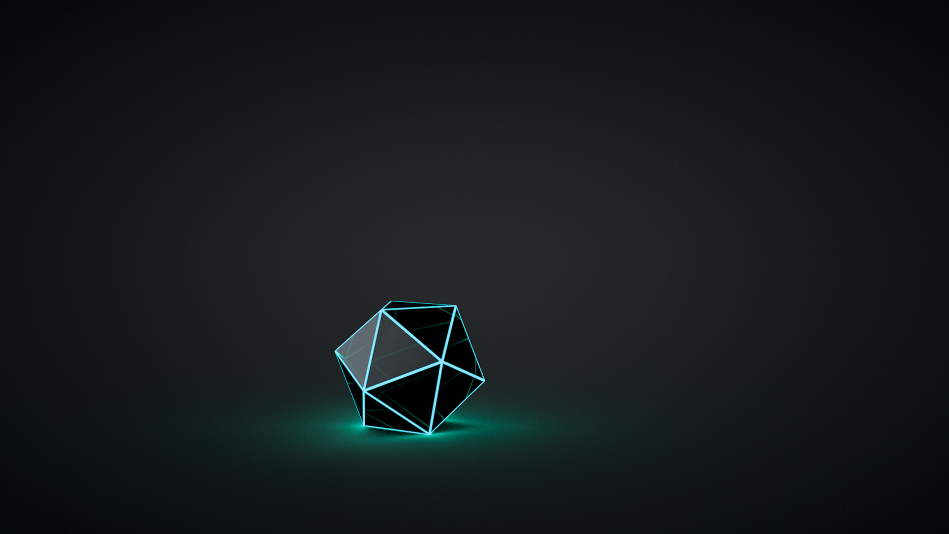 Glowing Icosahedron on Dark Background HD Wallpaper