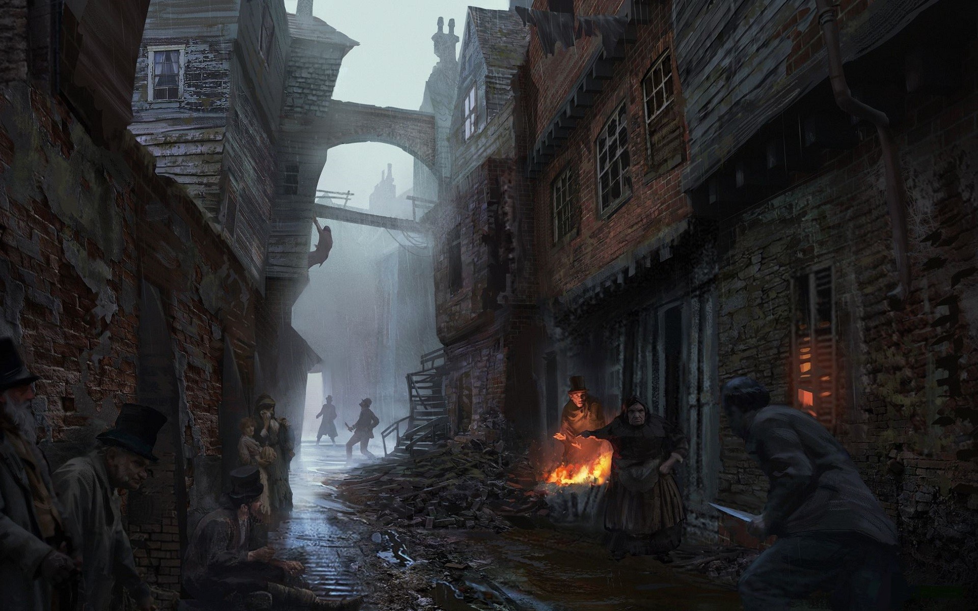 Assassin's Creed Syndicate concept art of a Victorian alley HD Wallpaper