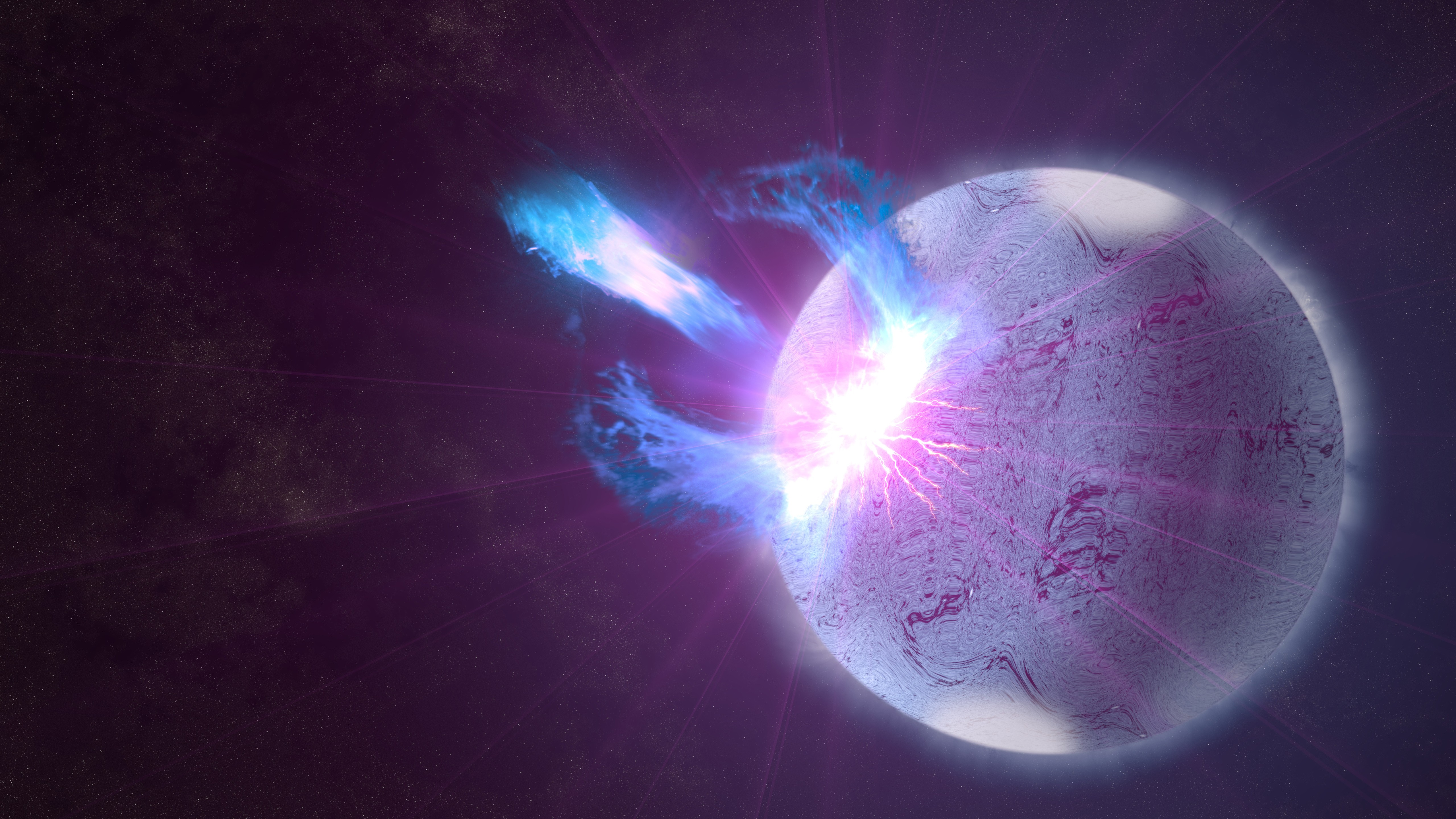 Digital art of a planet with a magnetic burst HD Wallpaper