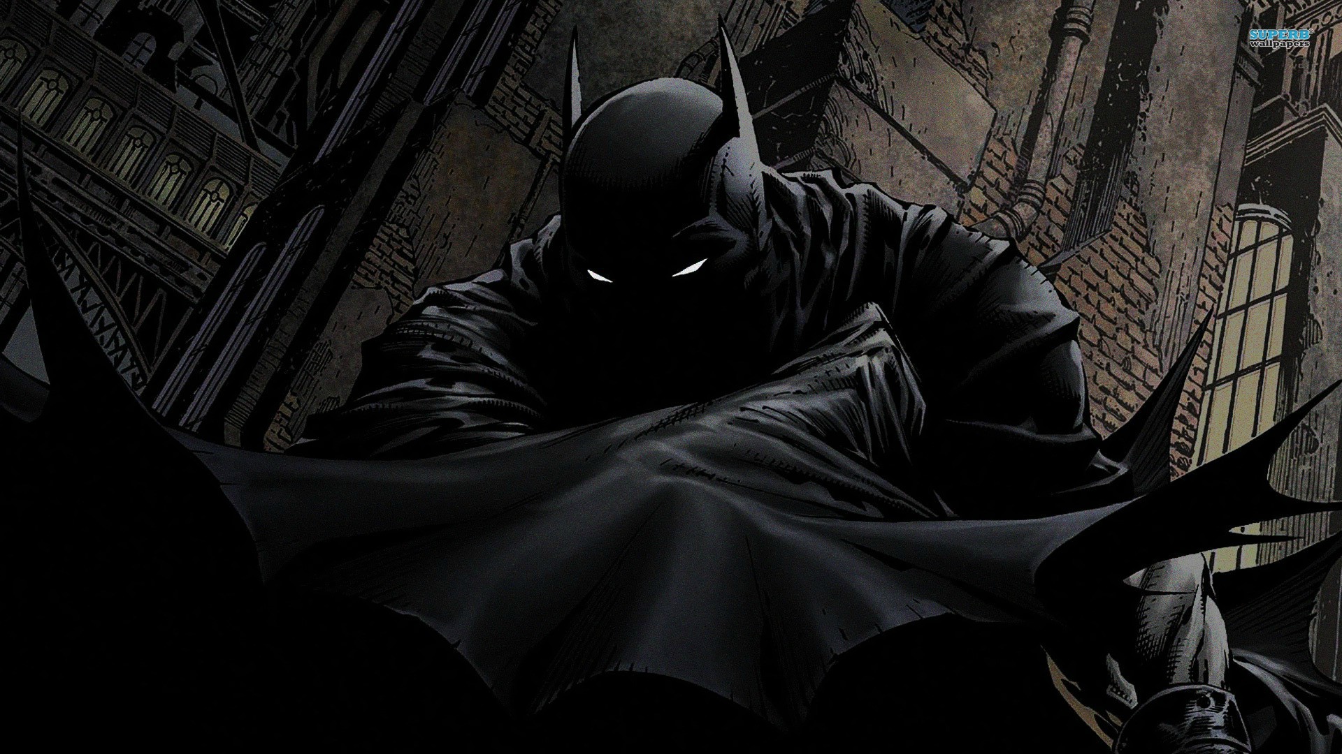 Batman in a dark city alley HD Wallpaper