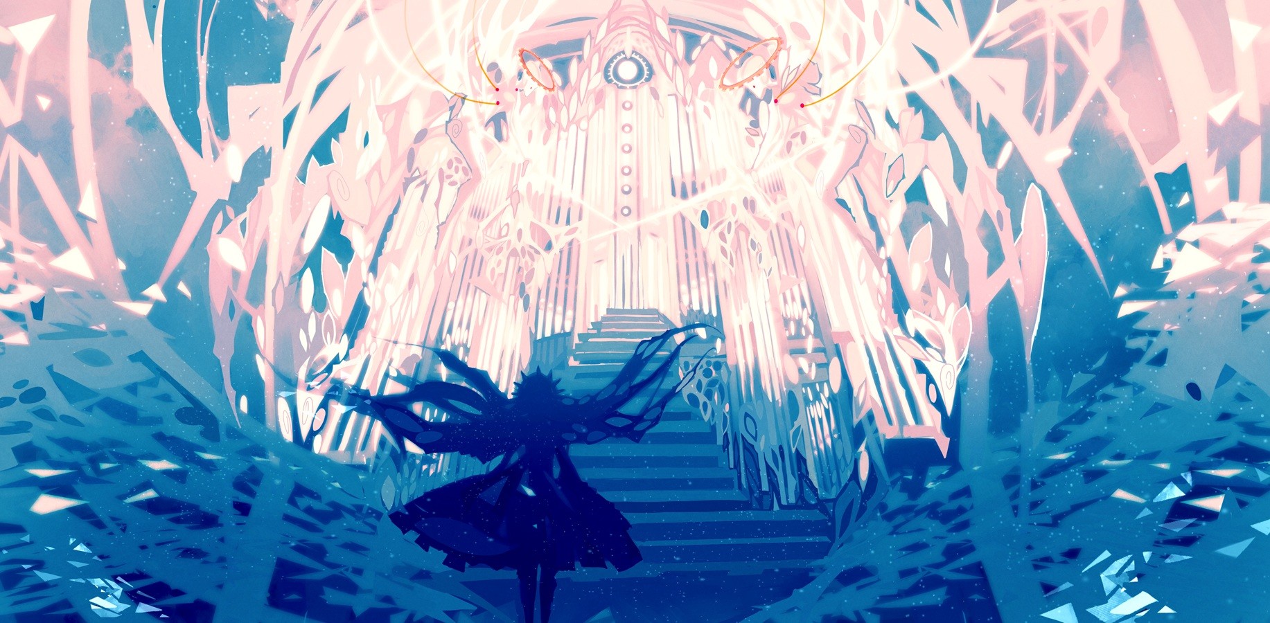 Nano Mortis artwork with angel and stairs HD Wallpaper