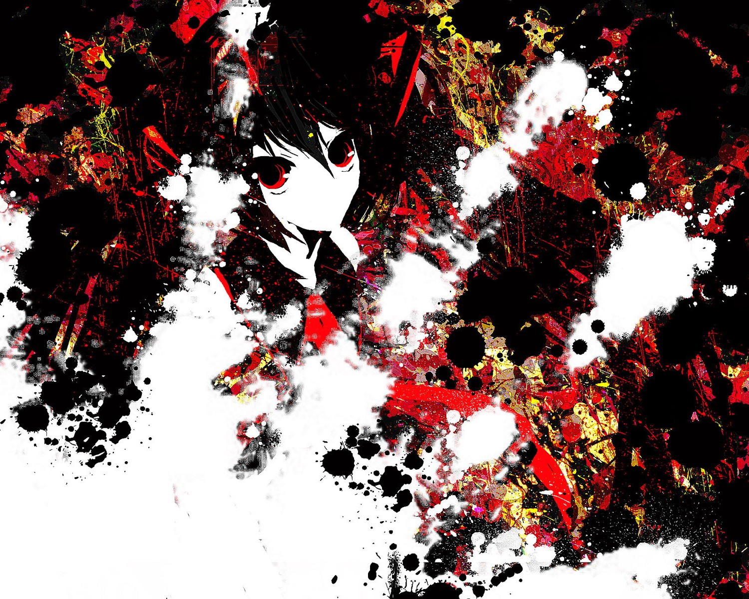 Anime girl with red eyes and black hair, Touhou HD Wallpaper