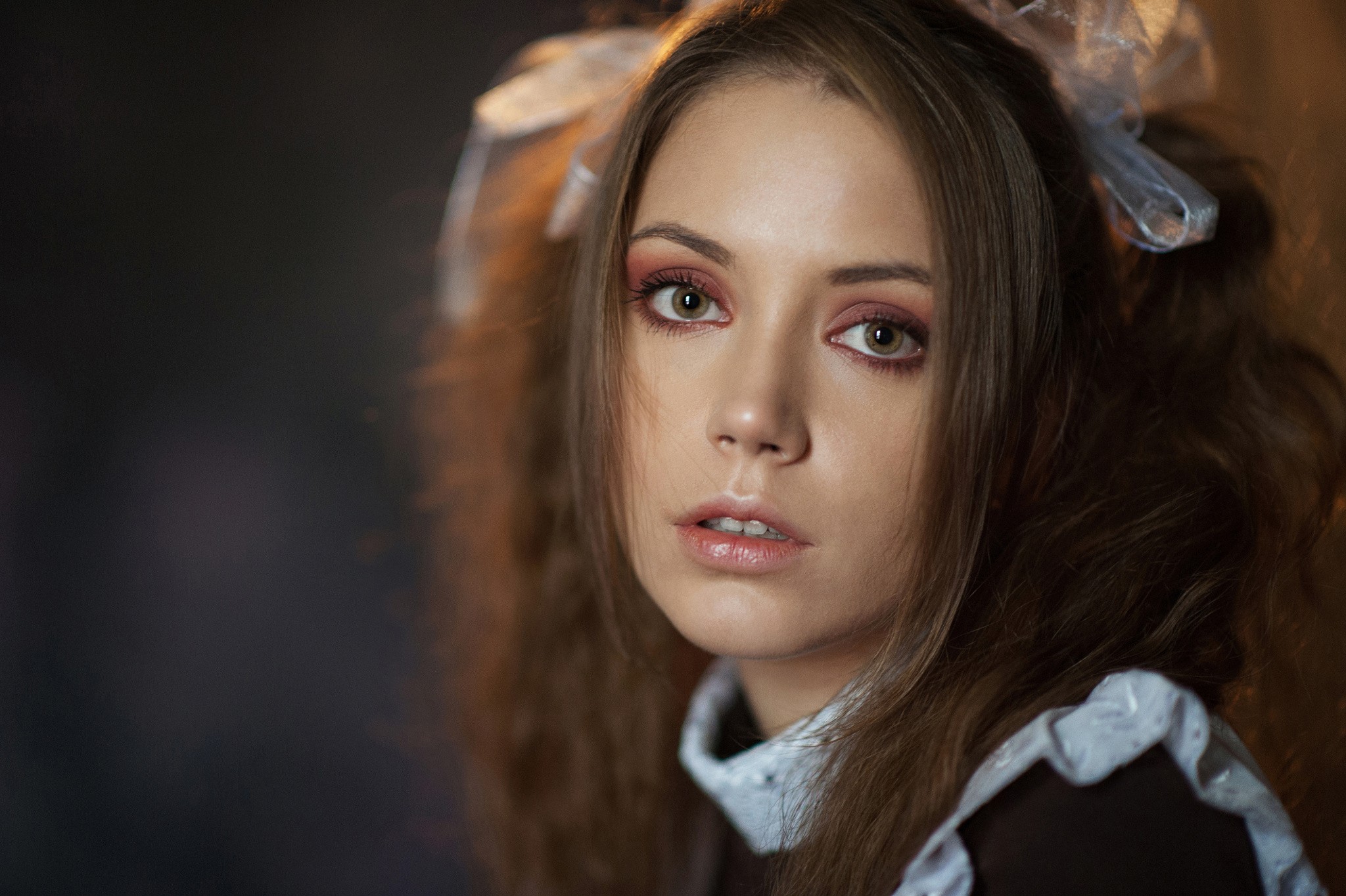 Portrait of Ksenia Kokoreva with Pigtails HD Wallpaper
