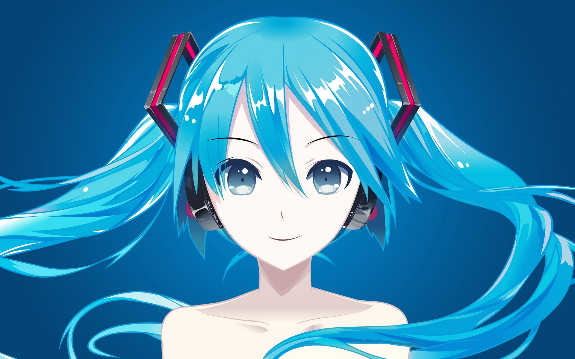 Hatsune Miku anime girl with blue hair and headphones HD Wallpaper
