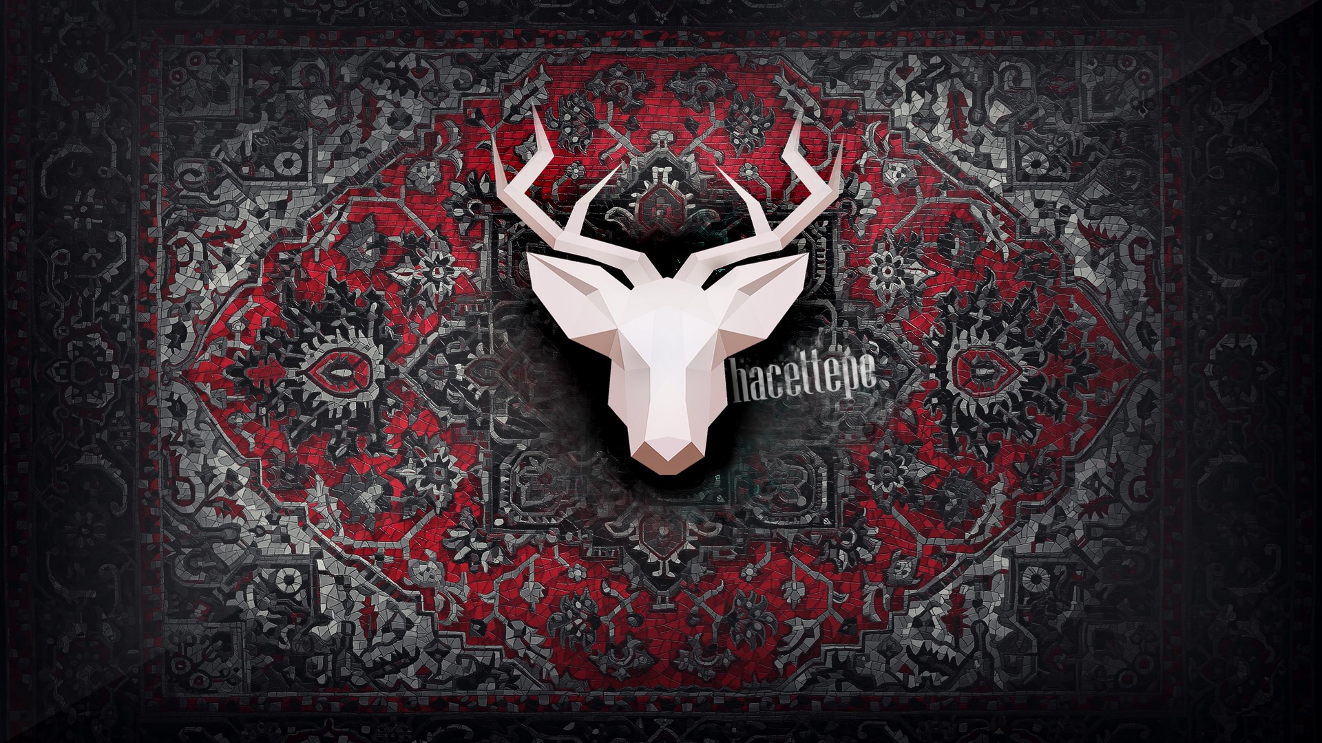 Hacettepe University Deer Logo on Persian Carpet HD Wallpaper