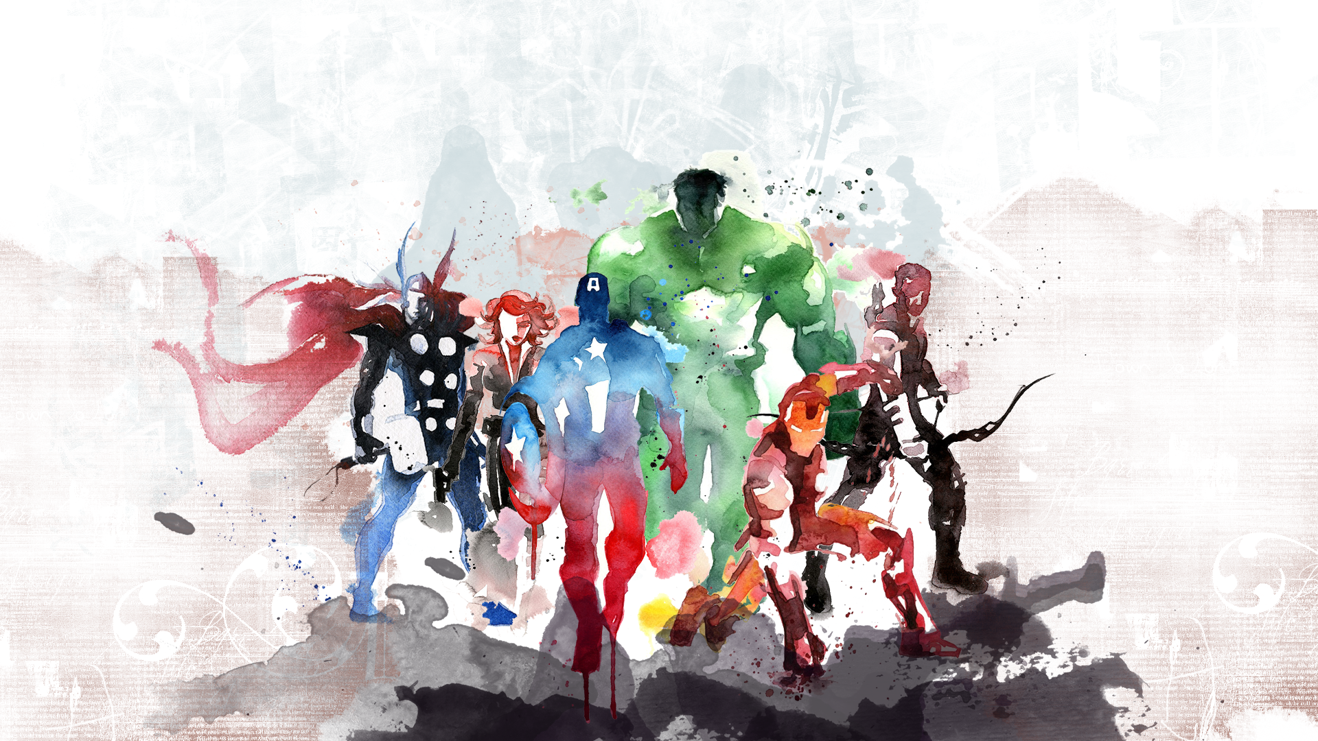 The Avengers Watercolor Painting HD Wallpaper