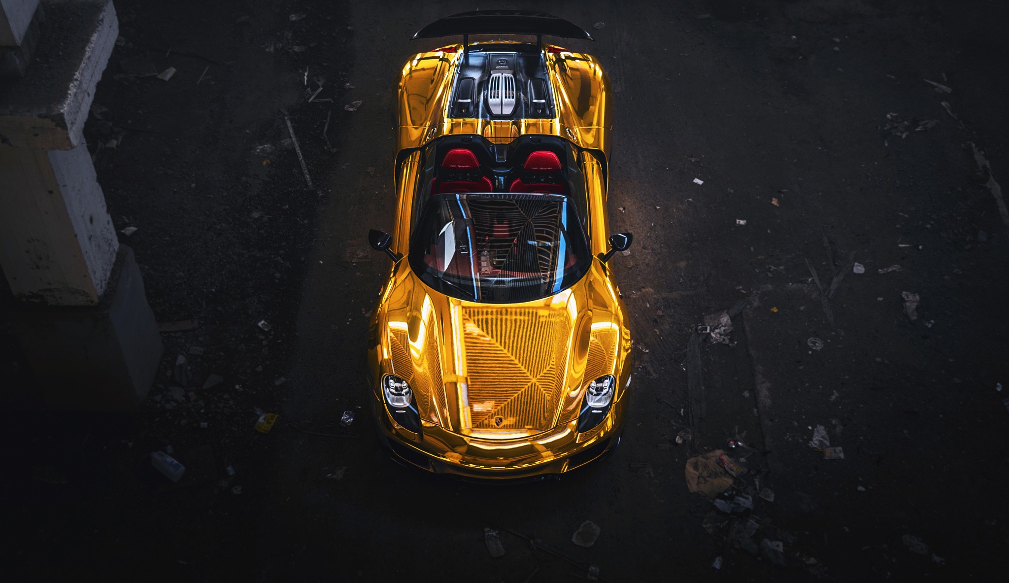 Golden Porsche 918 Spyder convertible HD Wallpaper