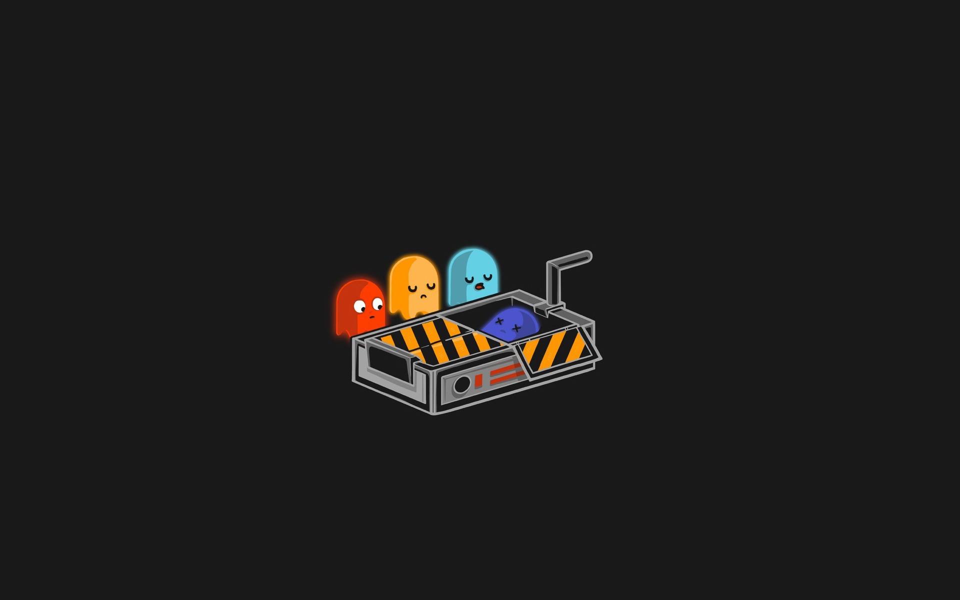 Pac-Man Ghosts in a Ghostbusters Trap HD Wallpaper