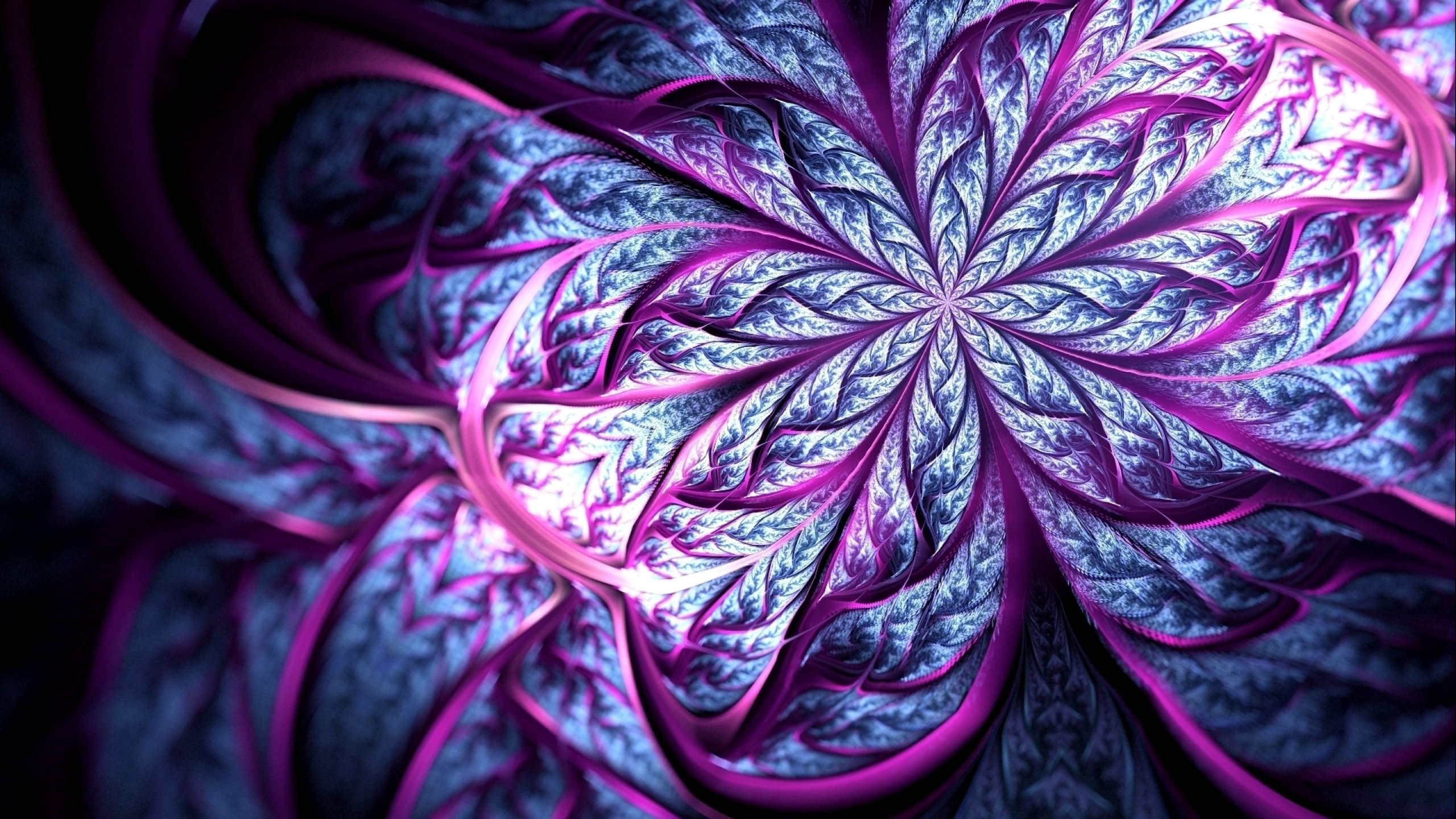 Abstract fractal flower with purple and blue petals HD Wallpaper