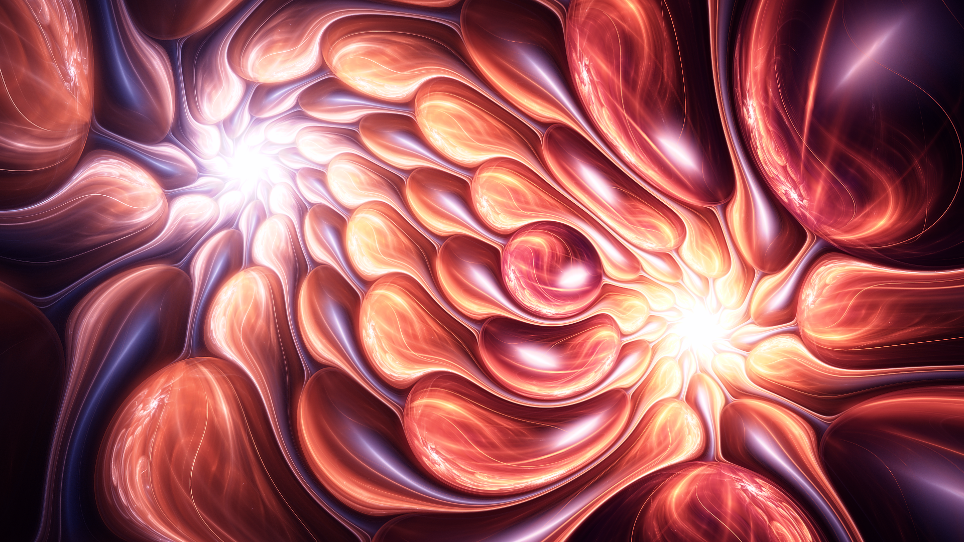 Abstract fractal with warm colors and bright lights HD Wallpaper