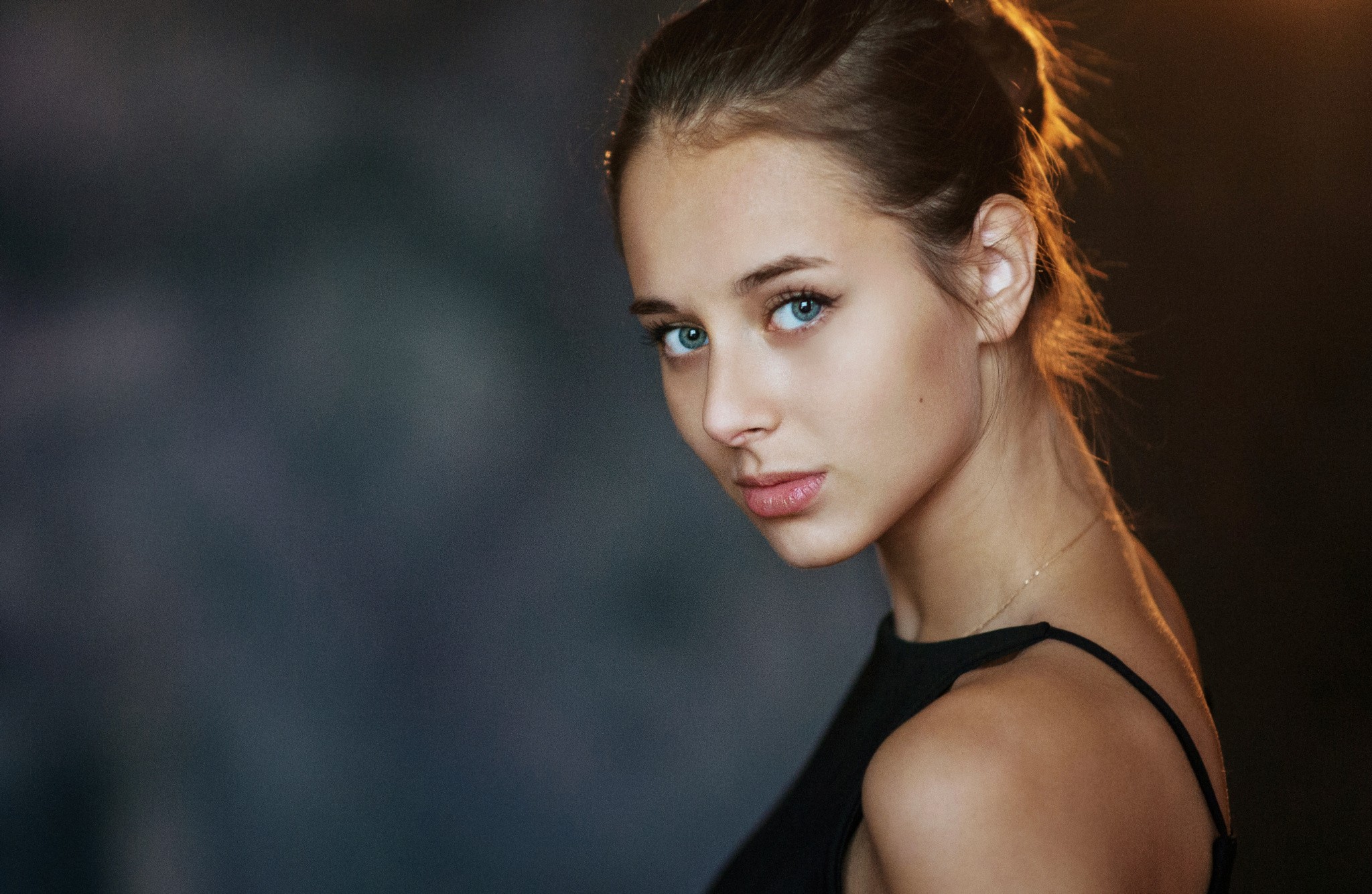 Portrait of Olesya Grimaylo with blue eyes HD Wallpaper