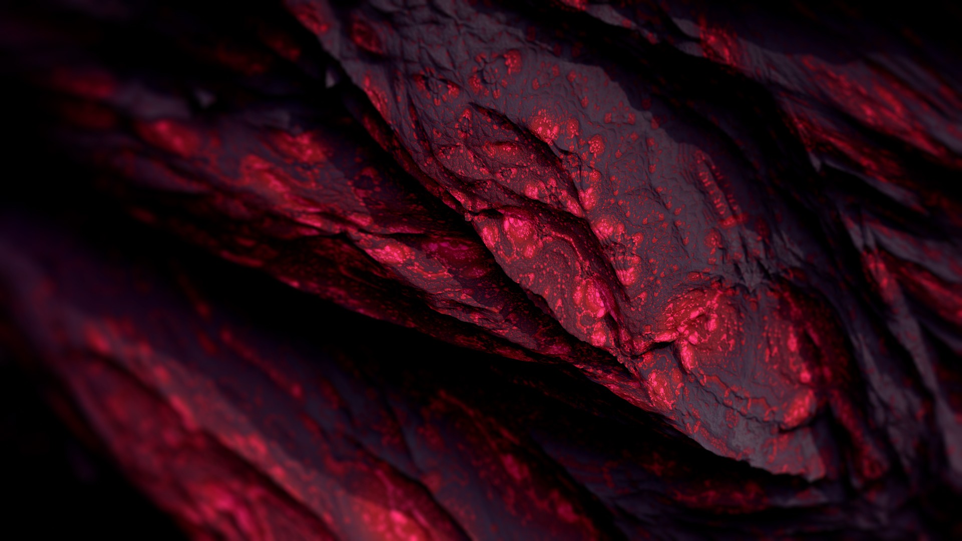 Abstract CGI render of red procedural minerals HD Wallpaper