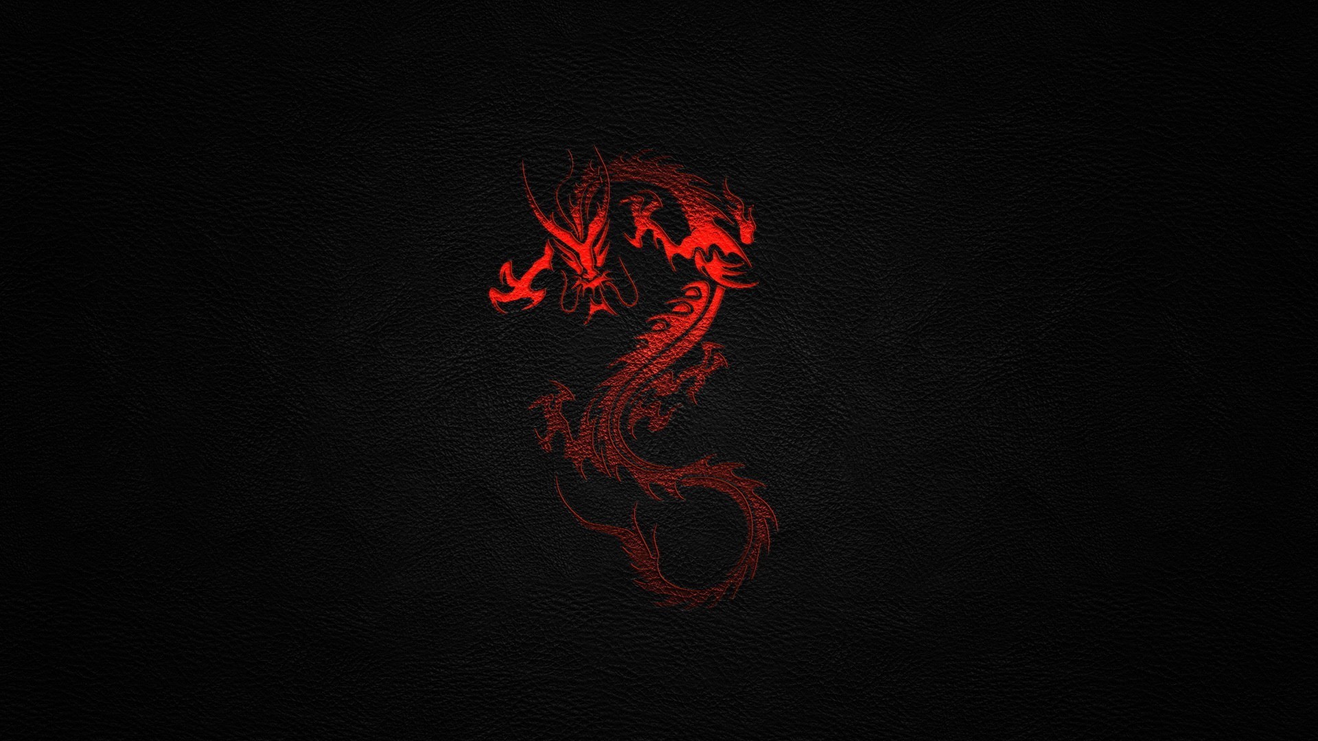 Red Chinese Dragon on Black Textured Background HD Wallpaper