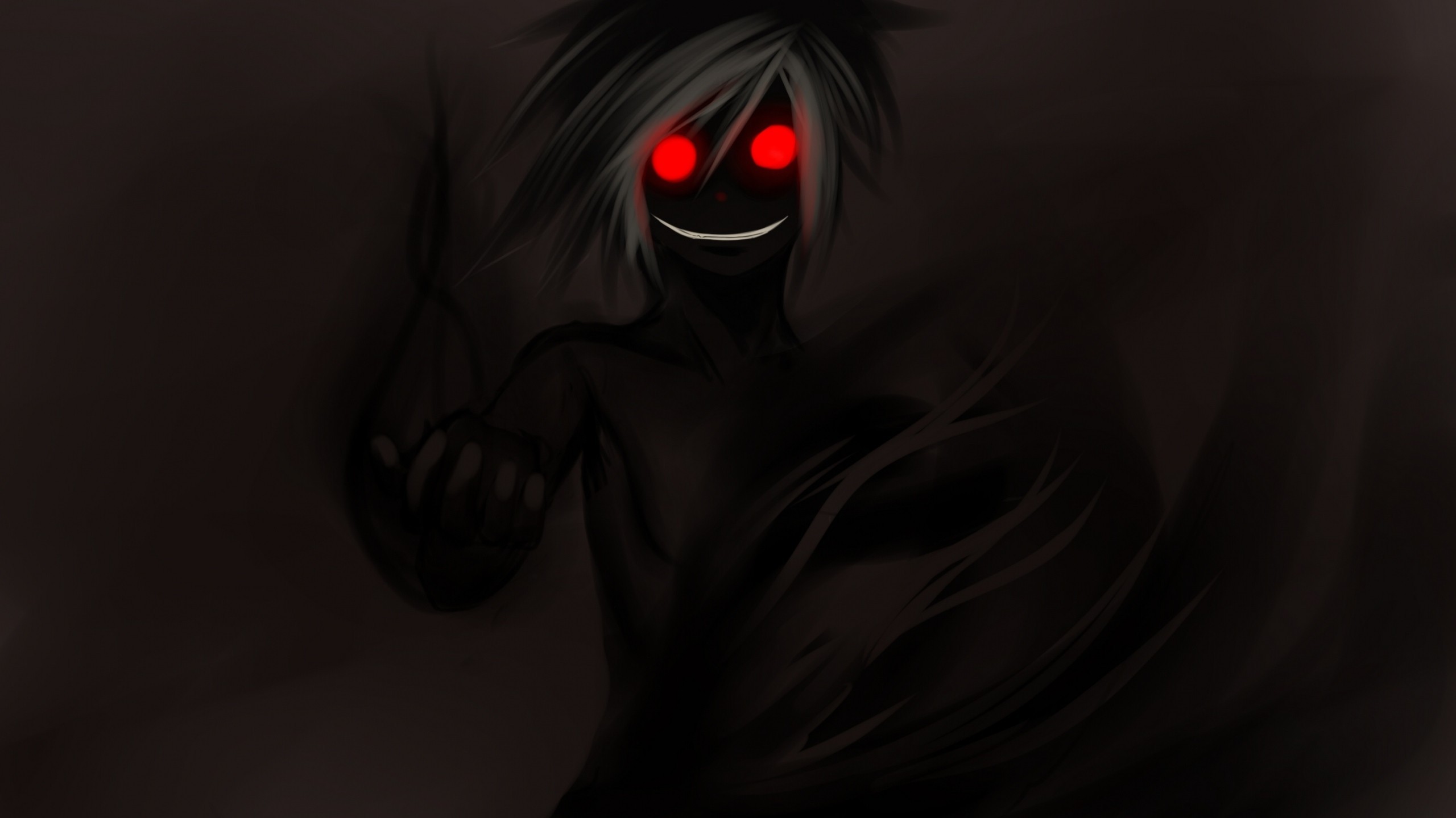 Dark figure with red eyes and a smile HD Wallpaper