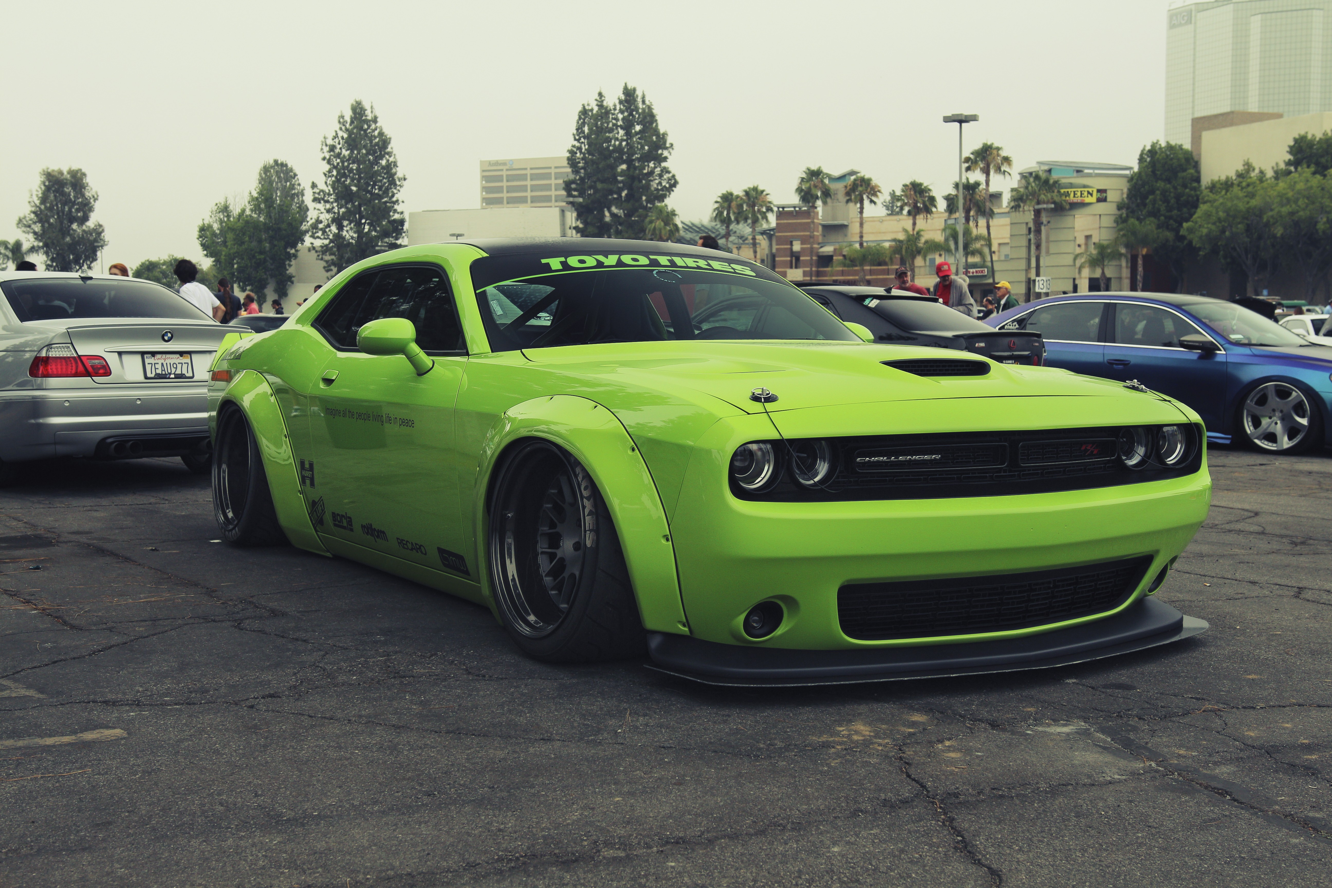 Green Dodge Challenger RT Widebody HD Wallpaper