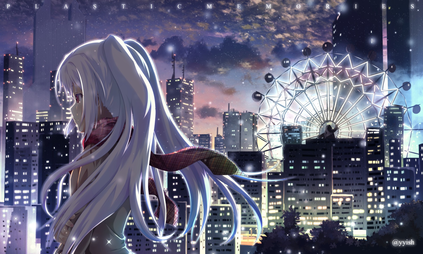 Plastic Memories Isla Anime Girl Cityscape Ferris Wheel HD Wallpaper