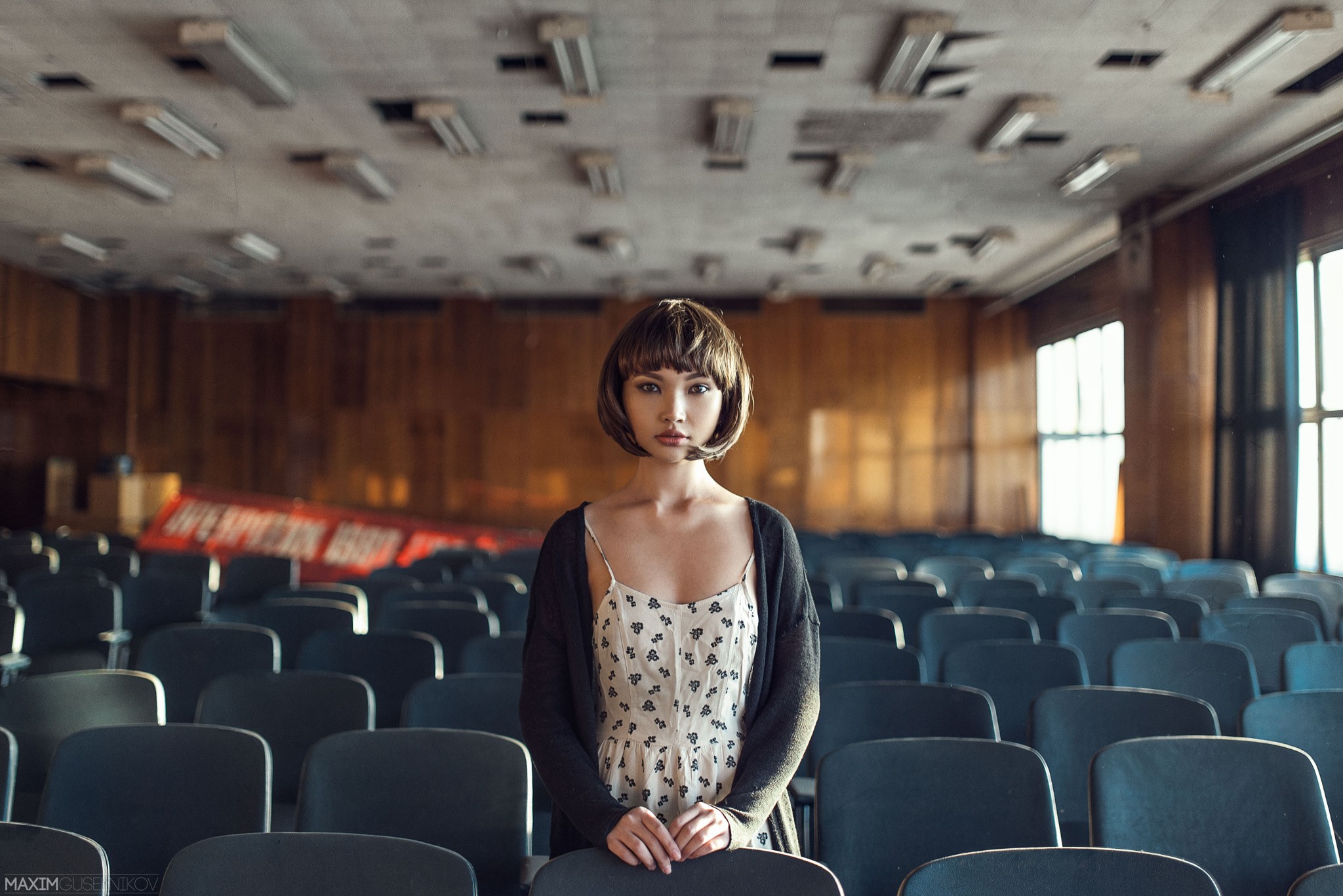 Karina Kim by Maxim Guselnikov in an empty auditorium HD Wallpaper