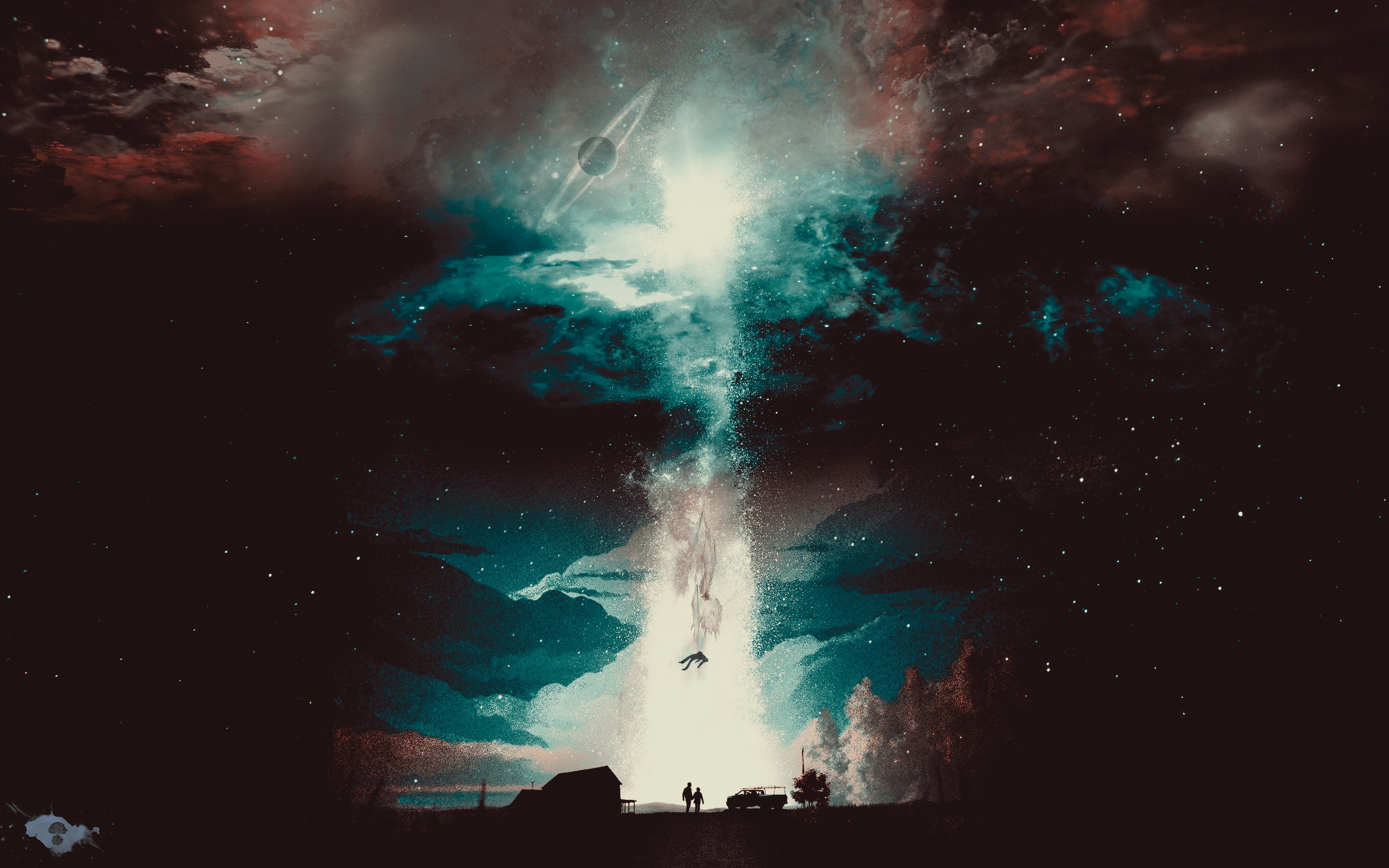 Space art with galaxy and clouds HD Wallpaper