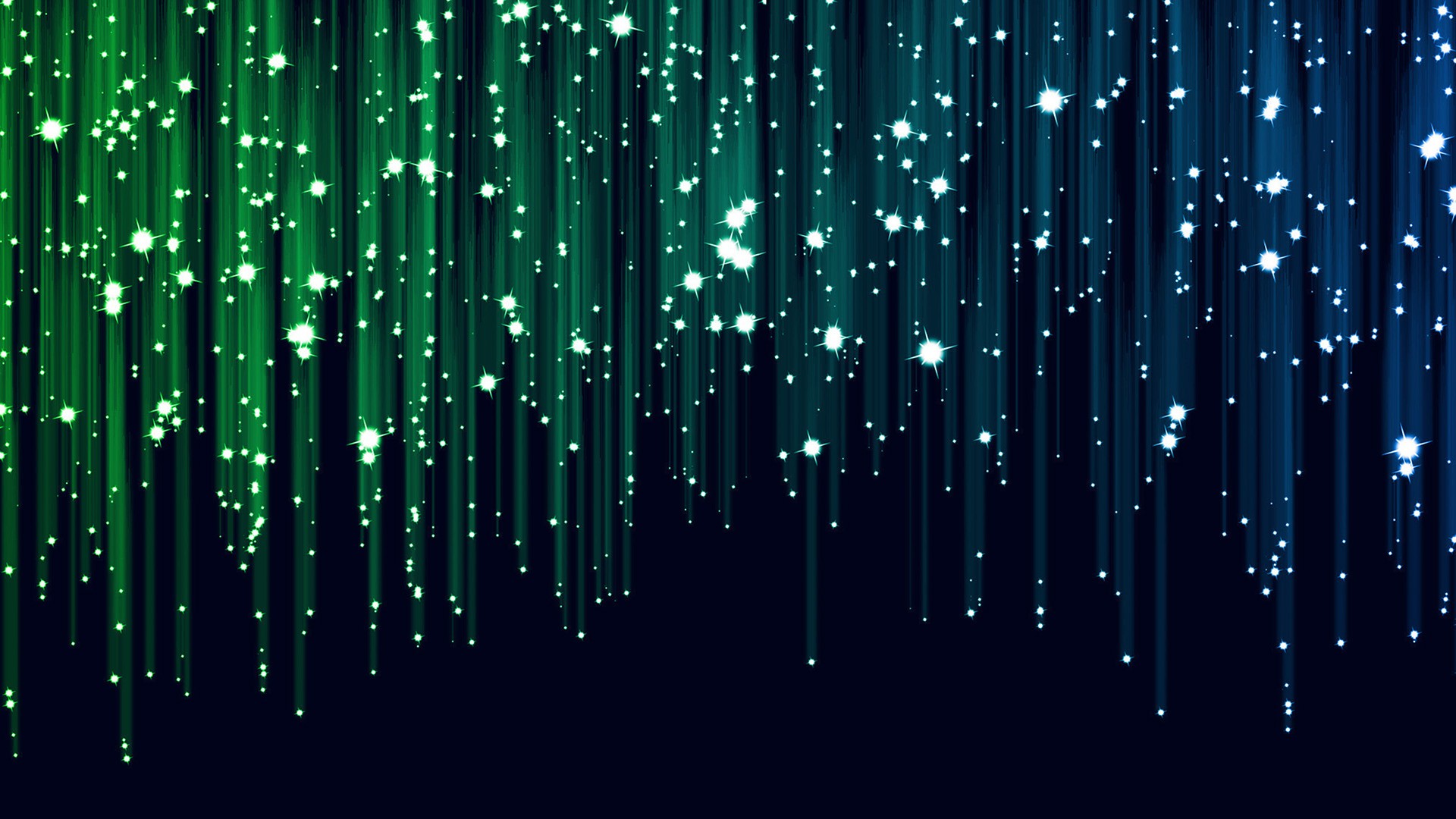 Green and blue light streaks with white stars HD Wallpaper