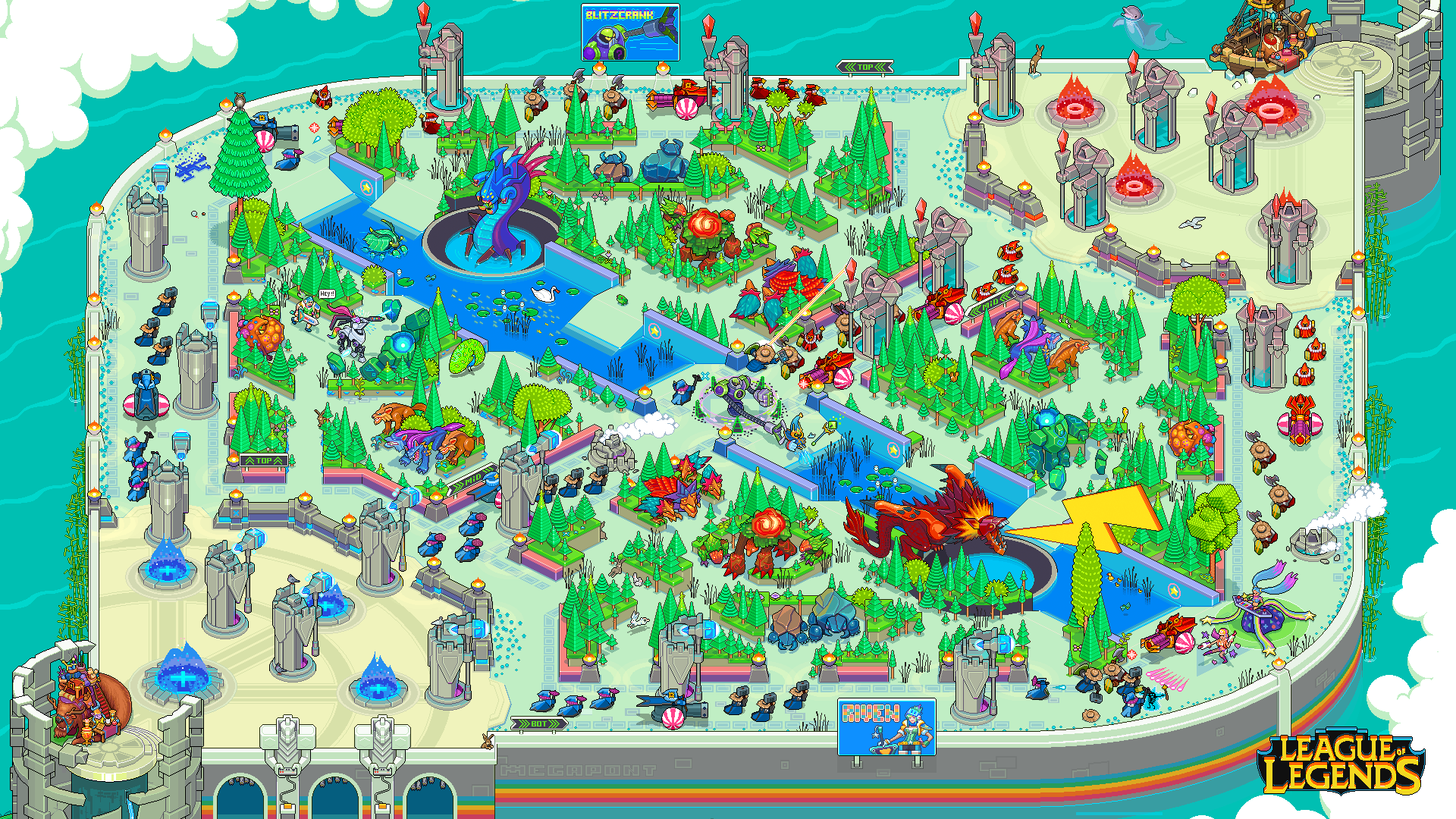 League of Legends isometric pixel art map HD Wallpaper