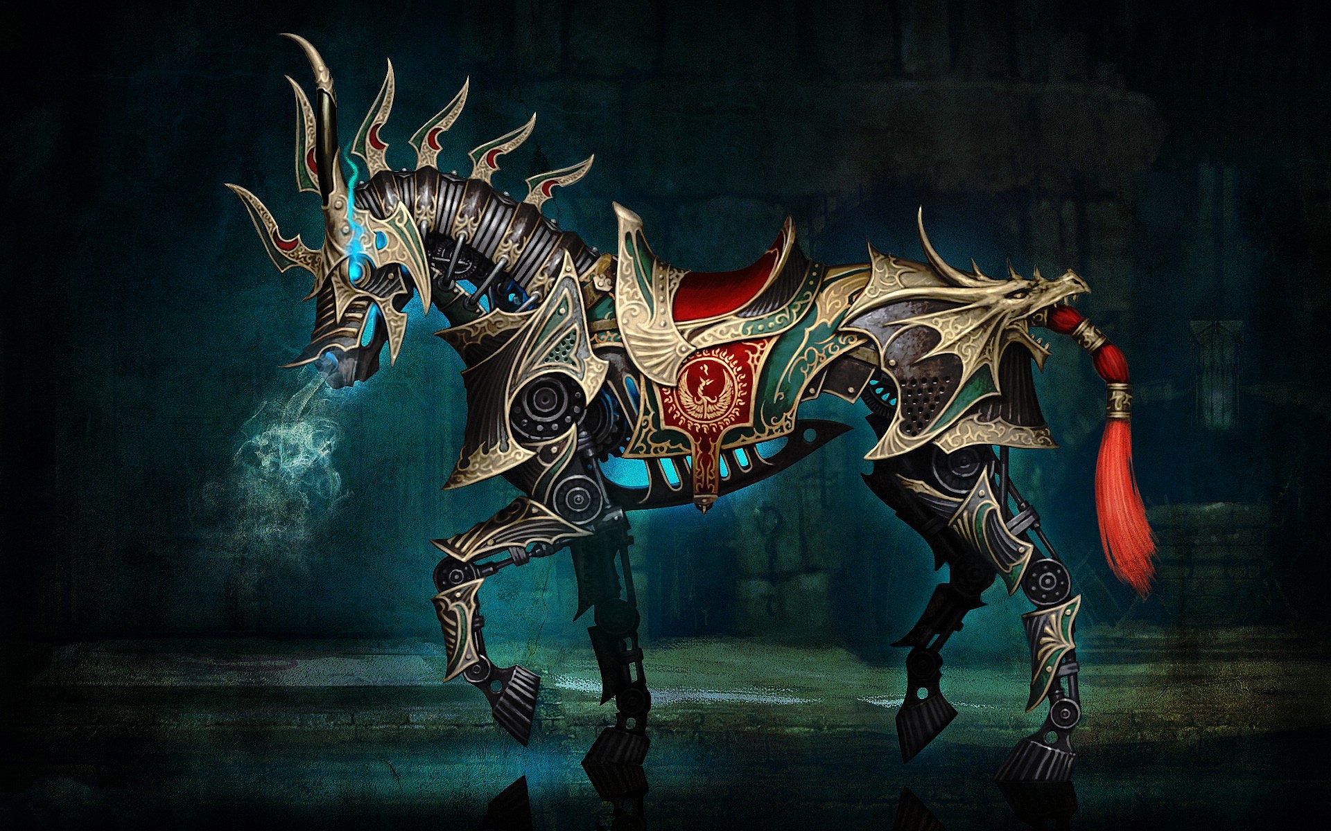 Fantasy armored horse from Rift Online HD Wallpaper