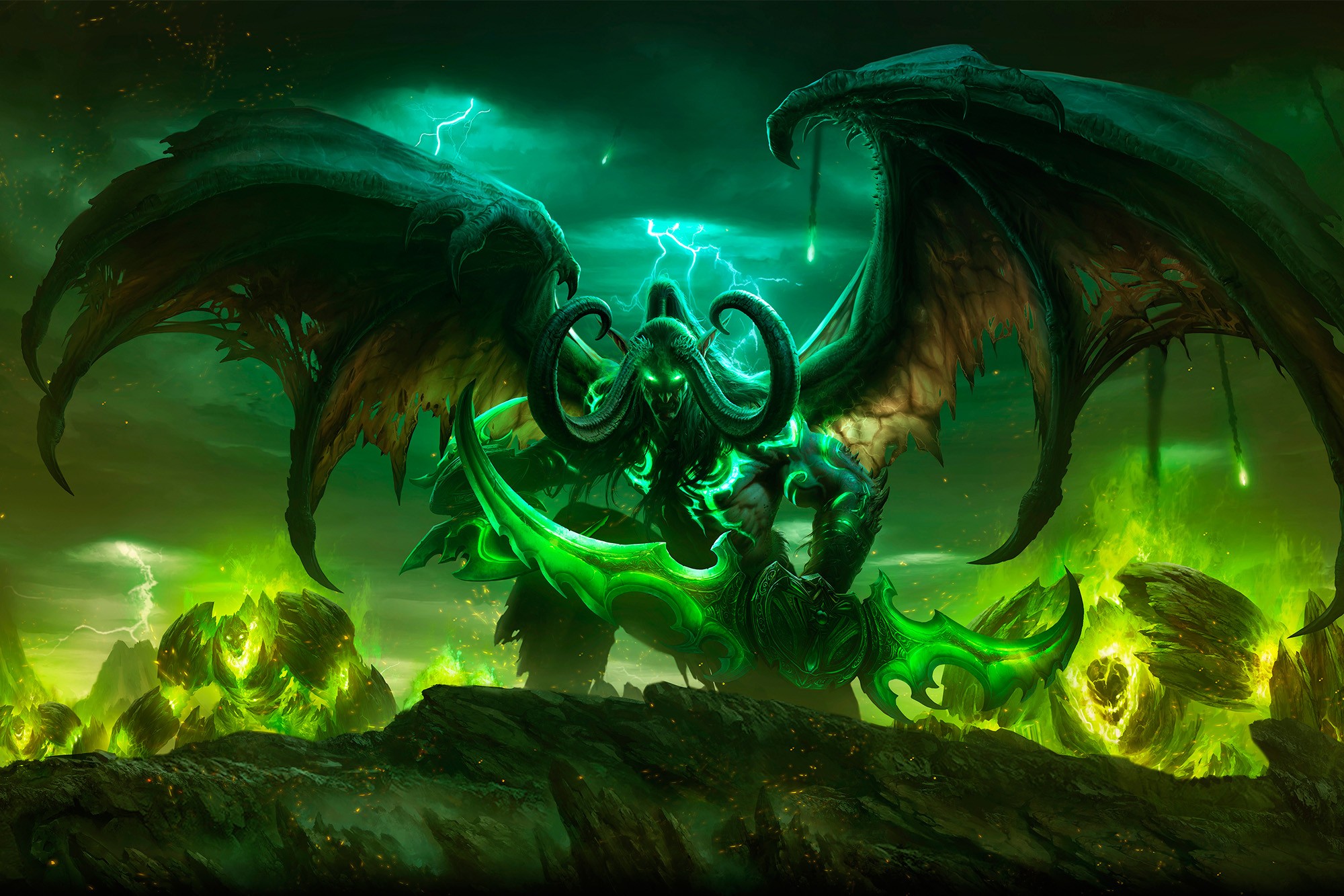 Illidan Stormrage with Warglaives of Azzinoth in World of Warcraft HD Wallpaper