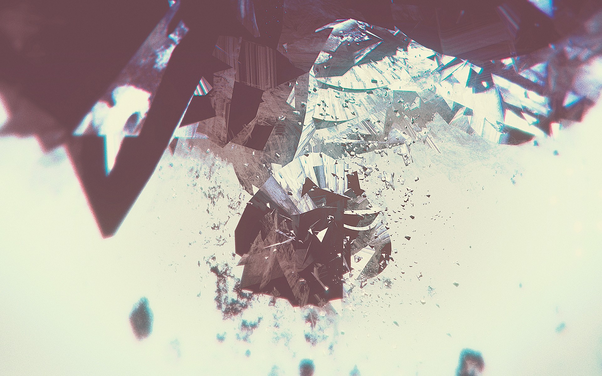 Abstract digital art of shattering geometric shapes HD Wallpaper