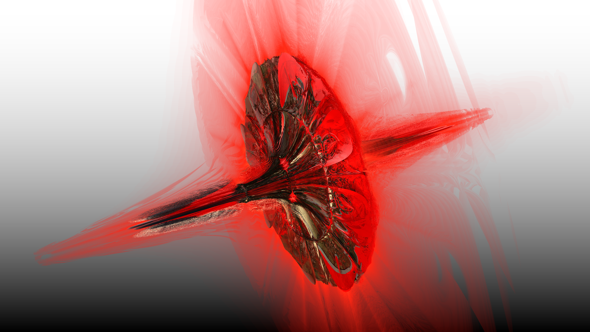 Abstract red fractal with metallic texture HD Wallpaper