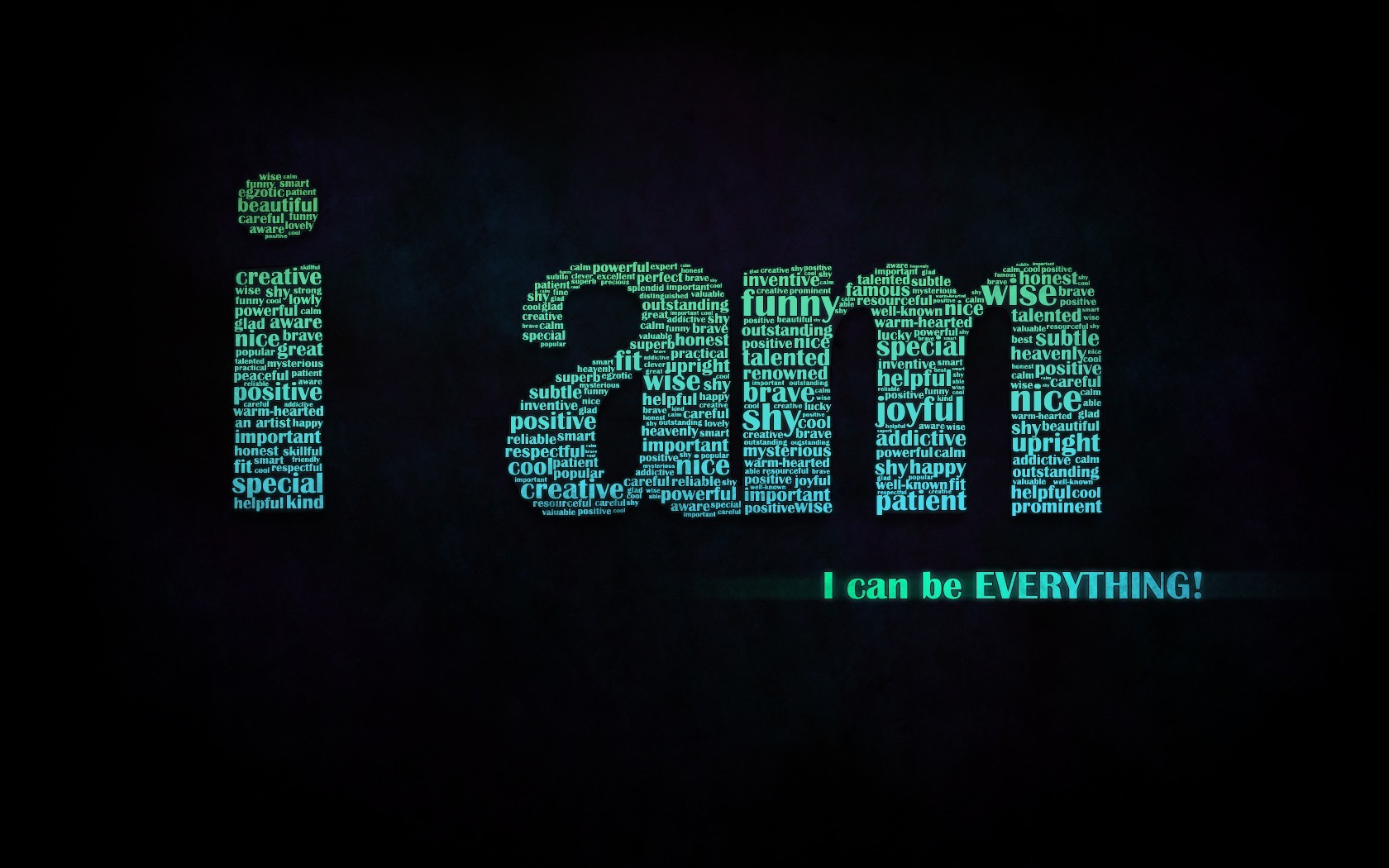 I am everything quote word cloud HD Wallpaper