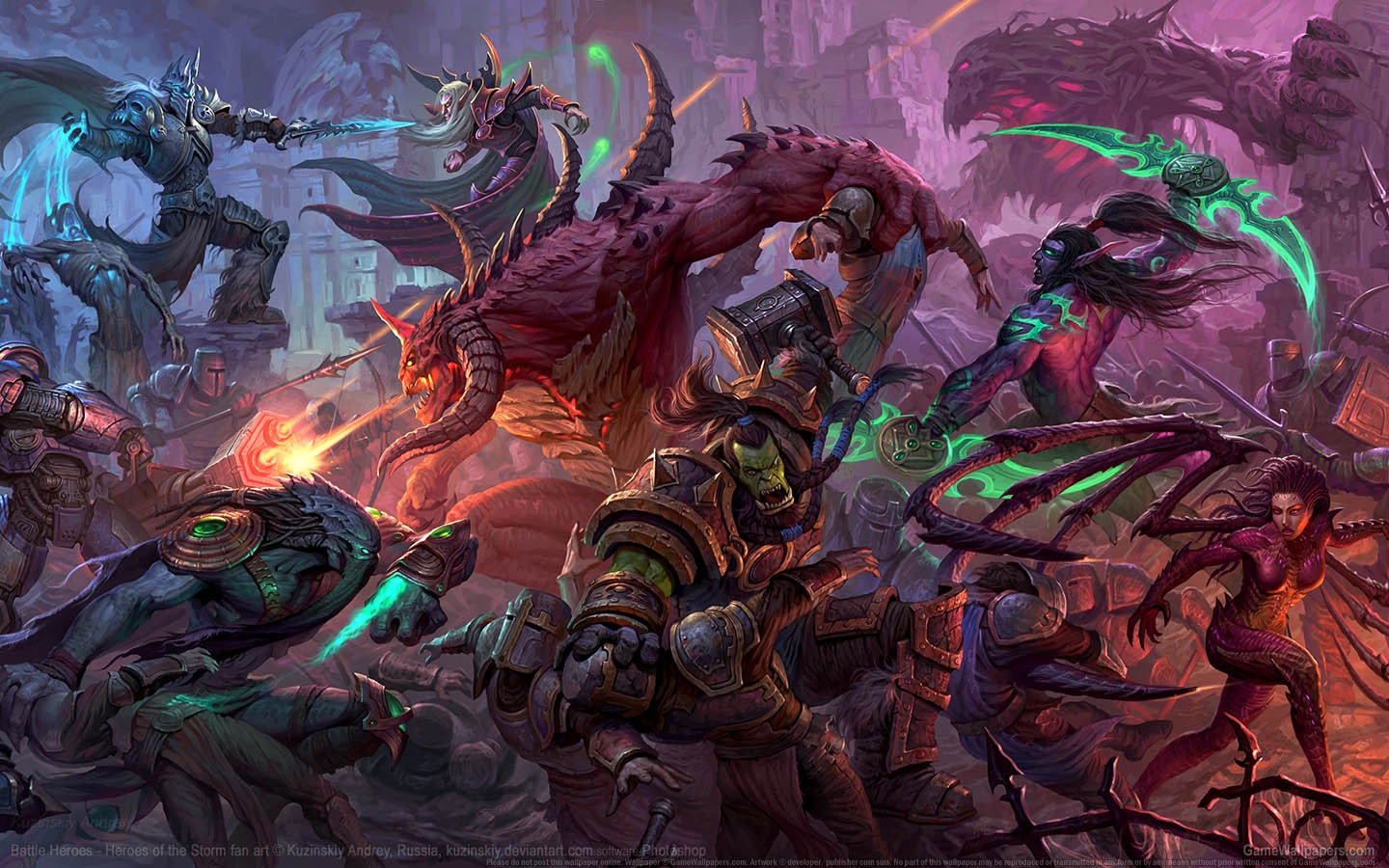 Heroes of the Storm Fan Art Battle Scene HD Wallpaper