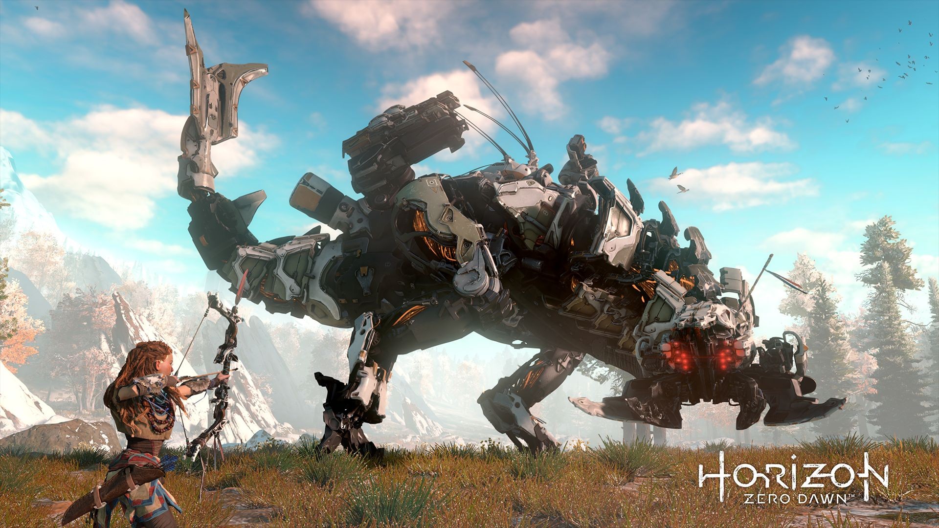 Horizon Zero Dawn: Aloy fights a machine HD Wallpaper