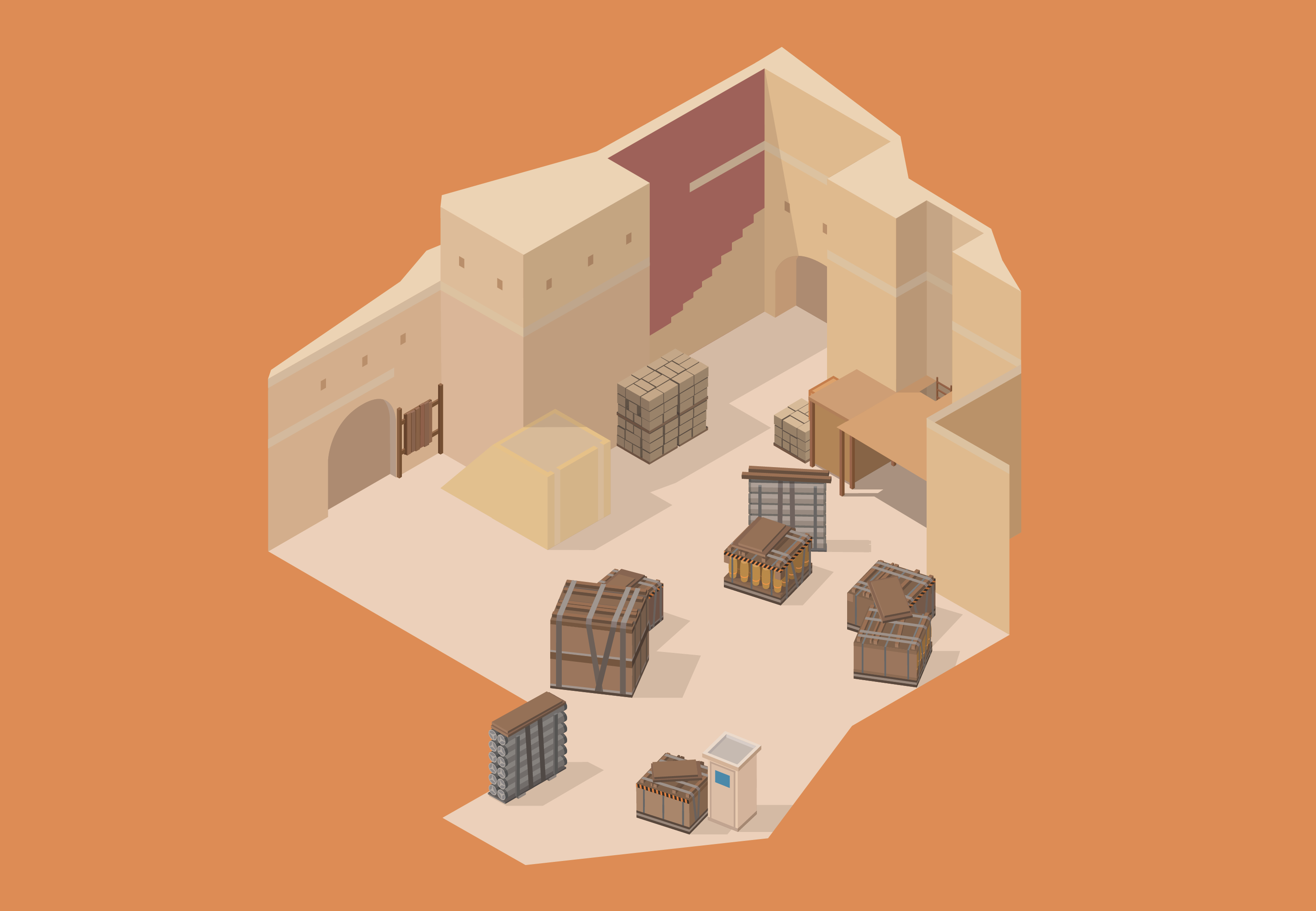 Counter-Strike: Global Offensive isometric warehouse interior HD Wallpaper