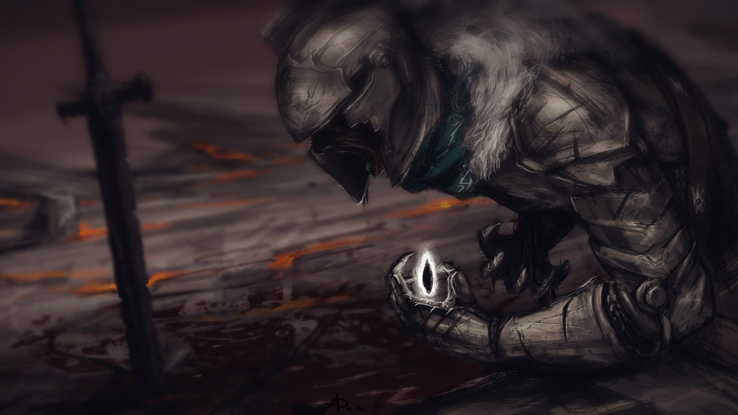 Dark Souls warrior holding a glowing orb HD Wallpaper
