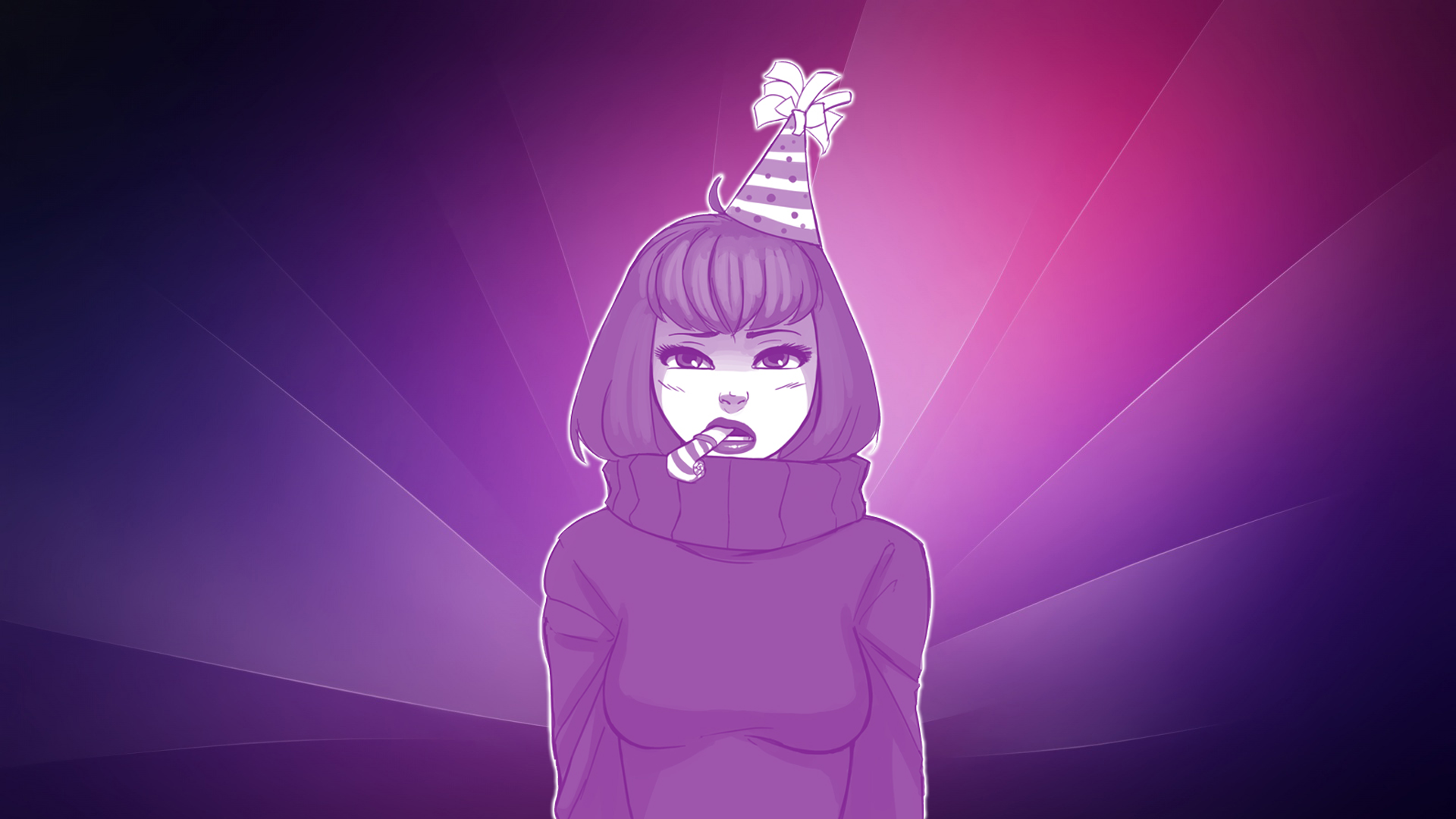 Anime girl with party hat and candy stick HD Wallpaper