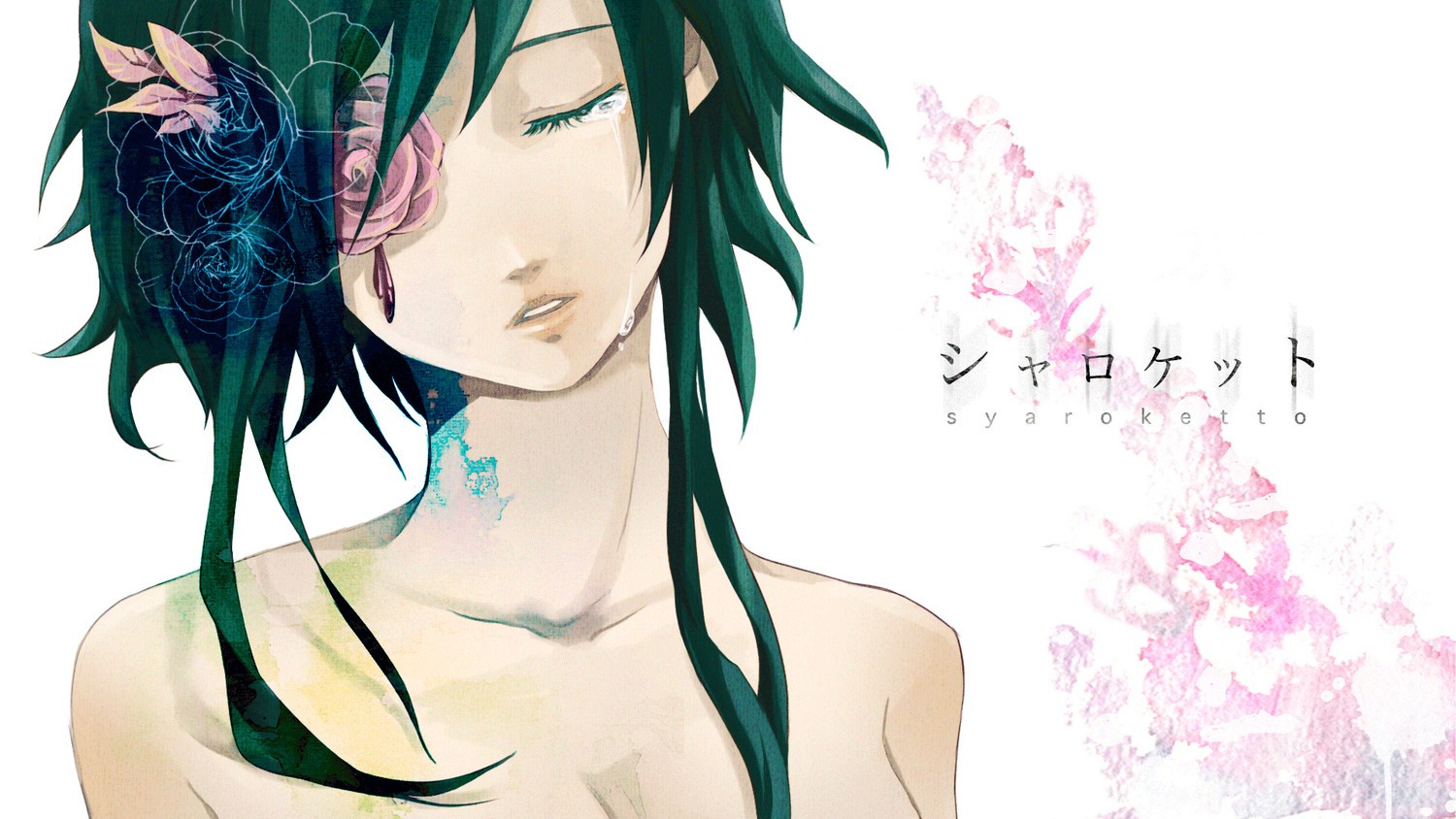 Megpoid Gumi with flowers and tears HD Wallpaper