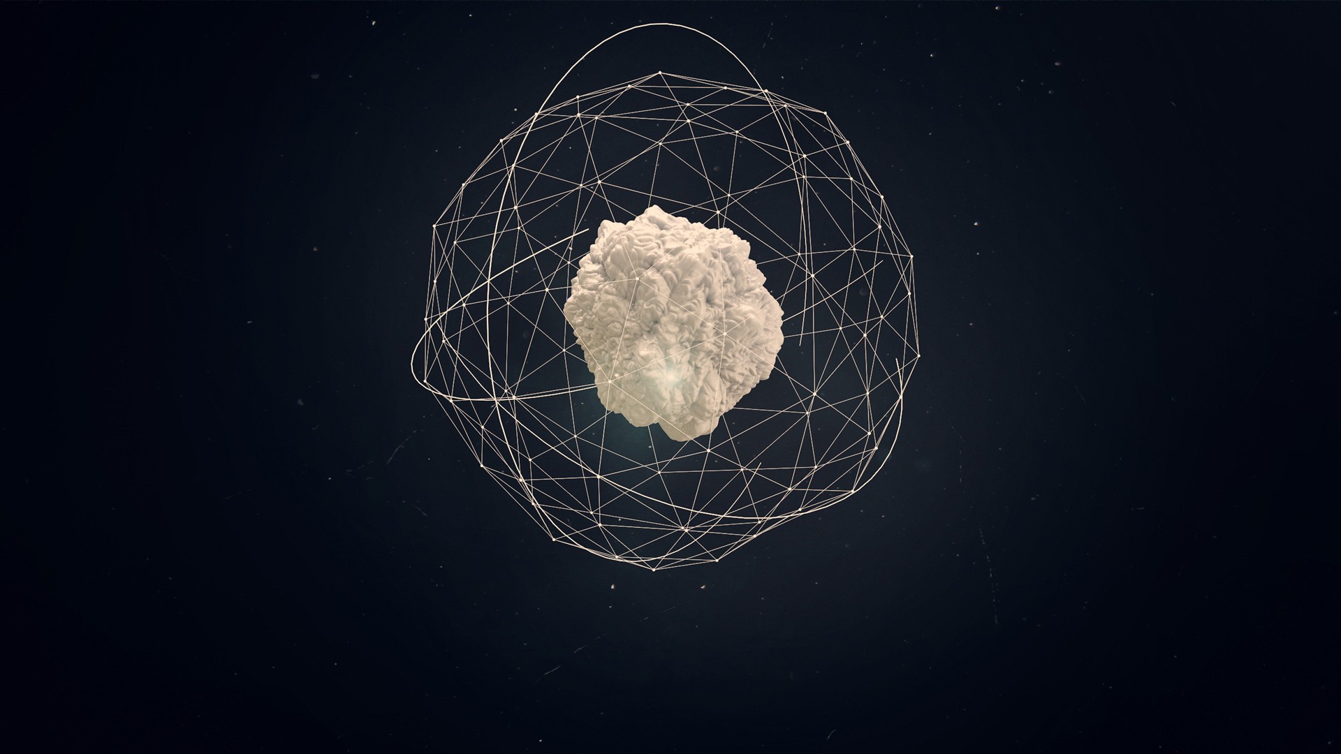 Abstract asteroid with geometric network HD Wallpaper