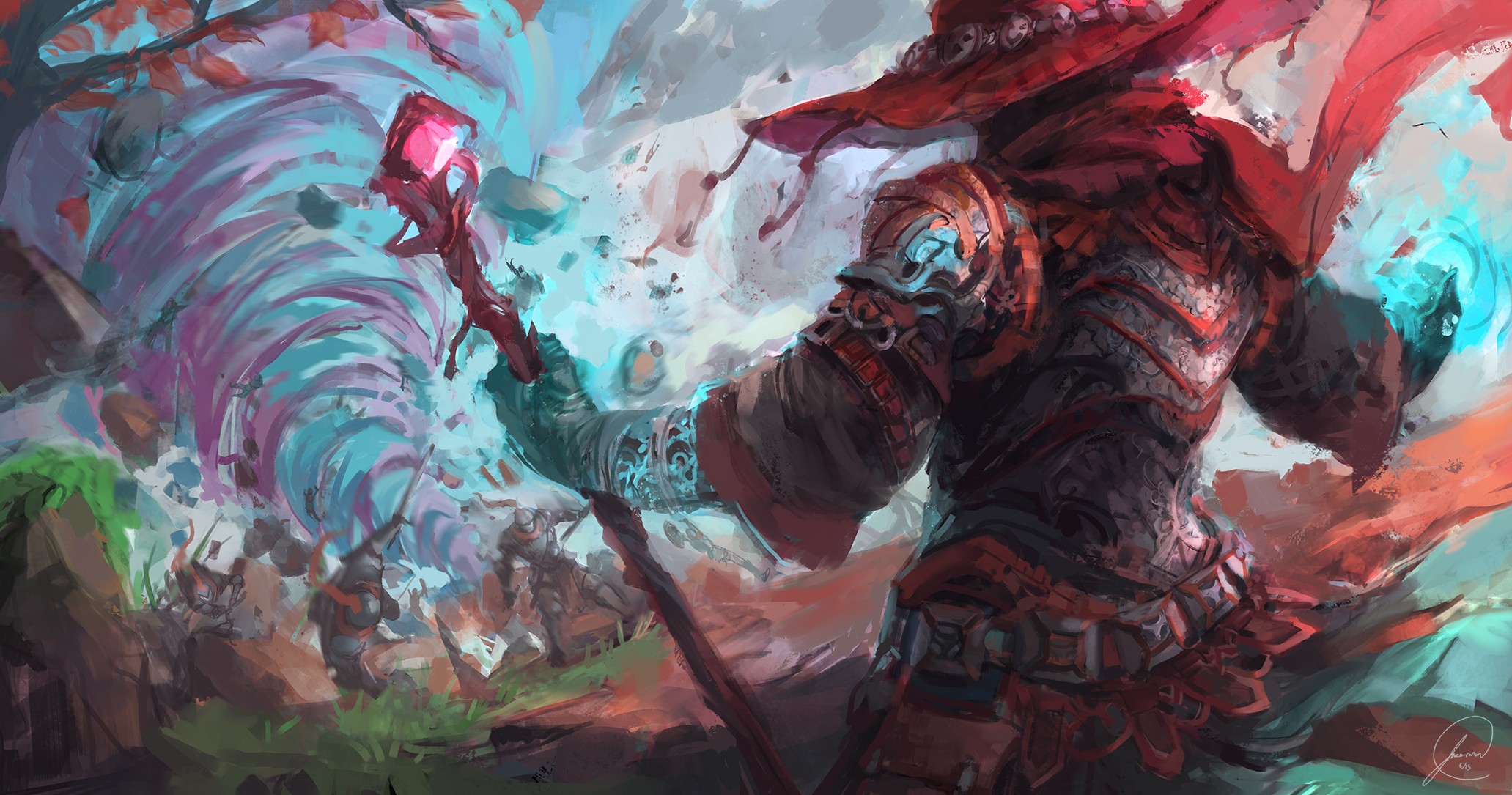 Fantasy art of a wizard casting a spell HD Wallpaper