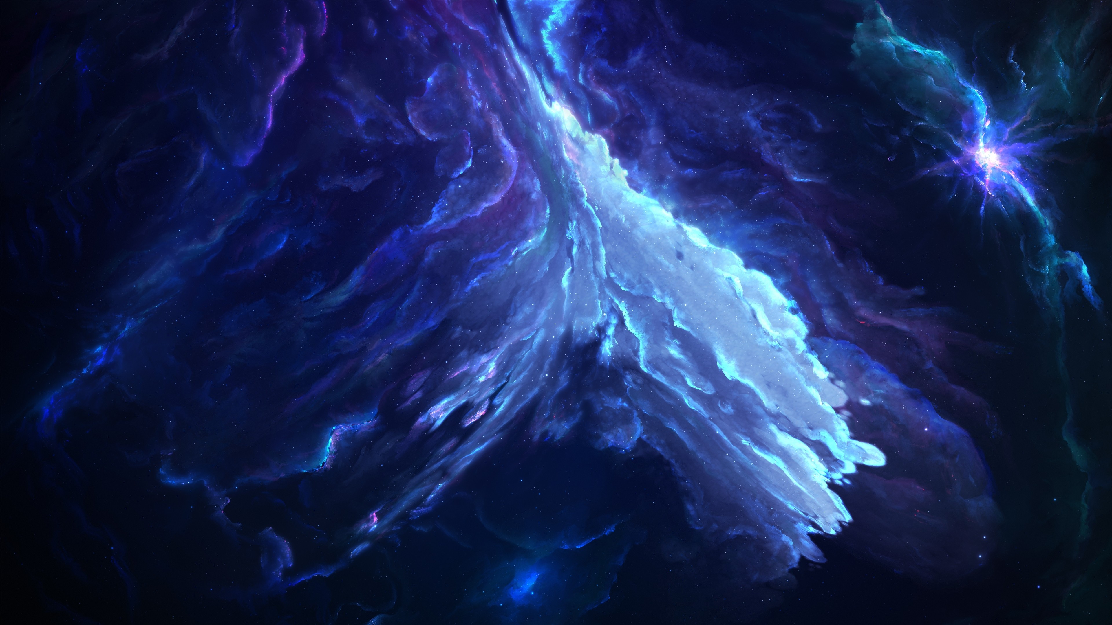 Digital art of a colorful nebula in space HD Wallpaper