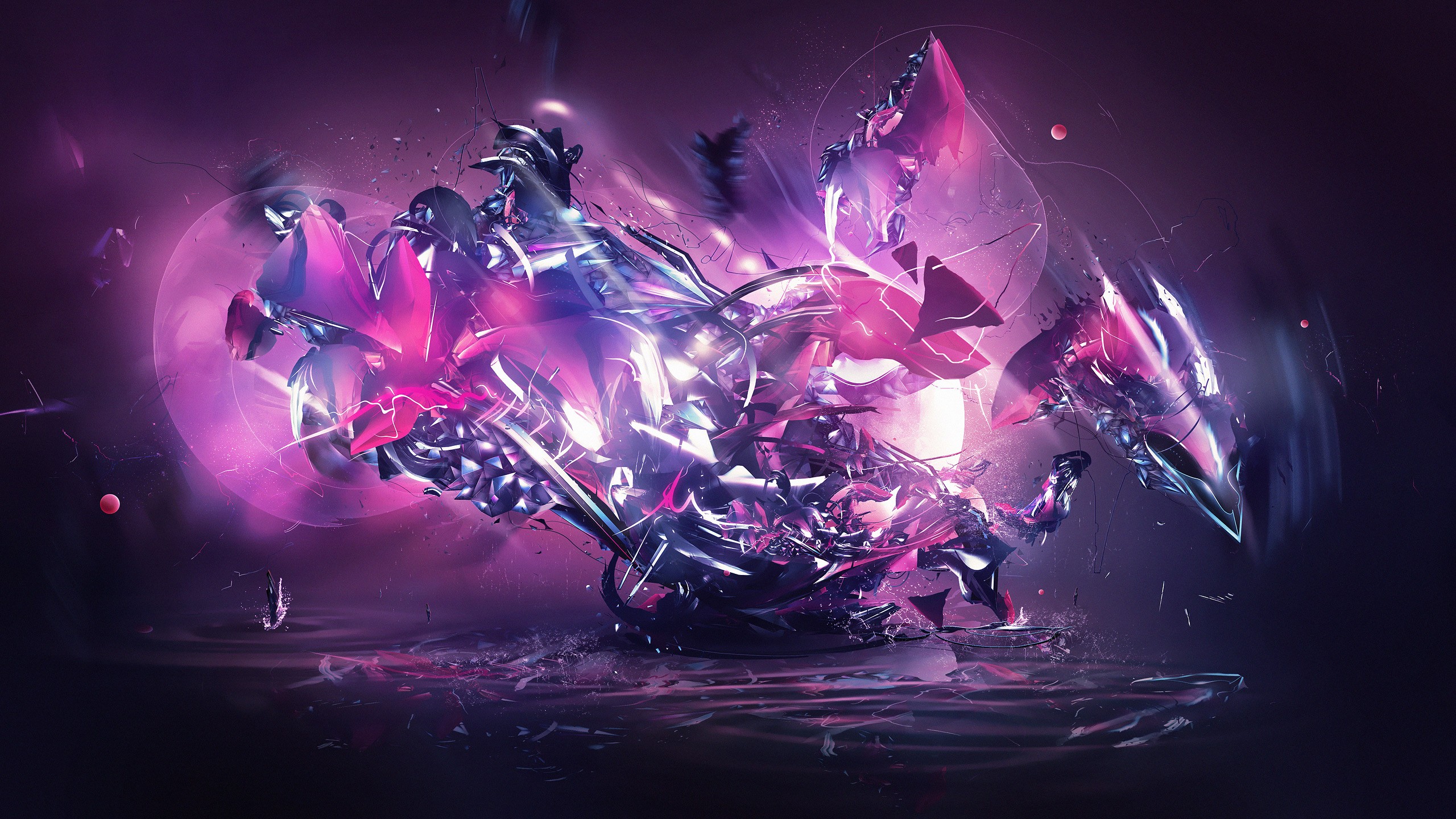 Abstract purple and pink crystalline explosion HD Wallpaper