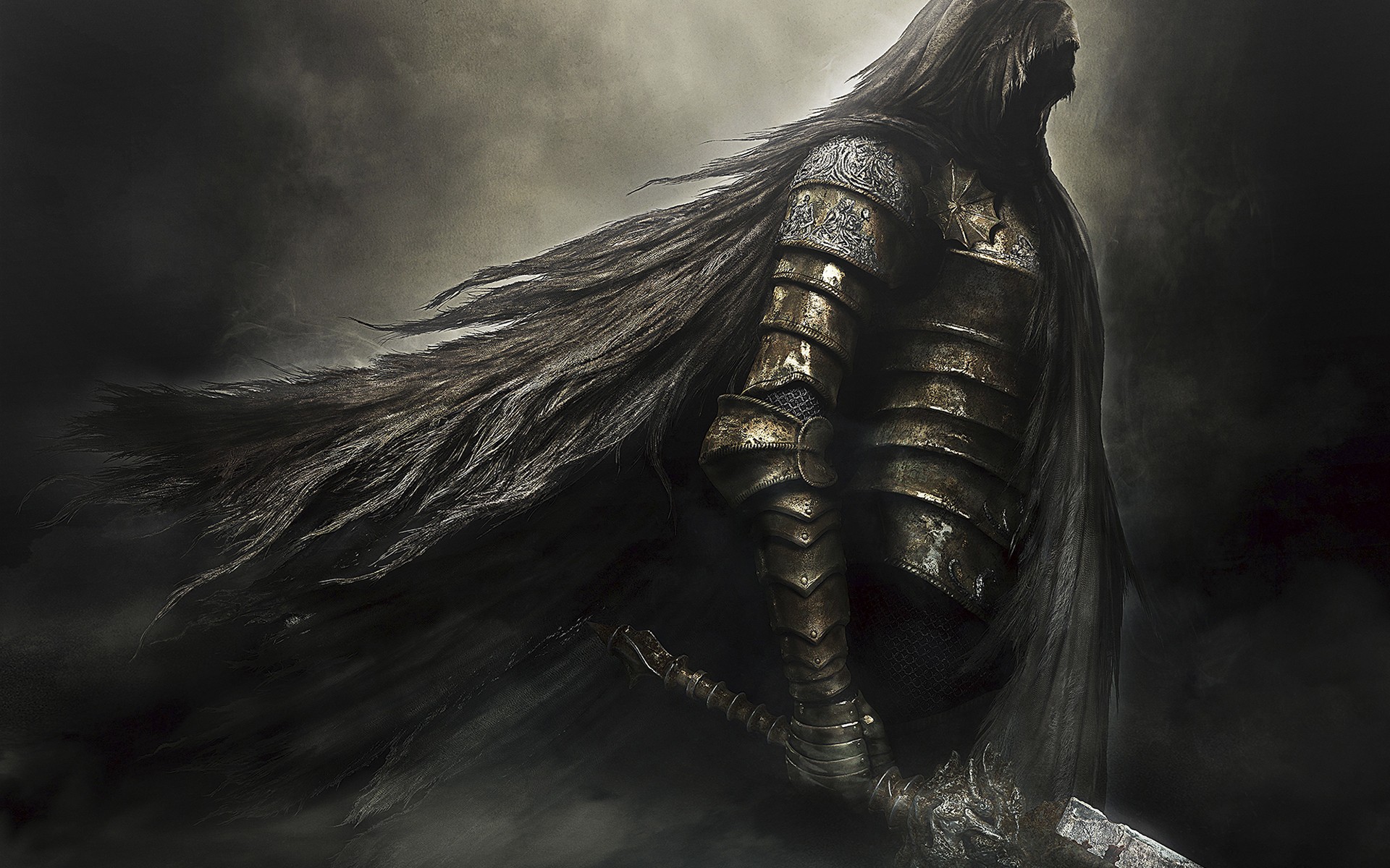 Dark Souls II Knight with Long Hair and Sword HD Wallpaper
